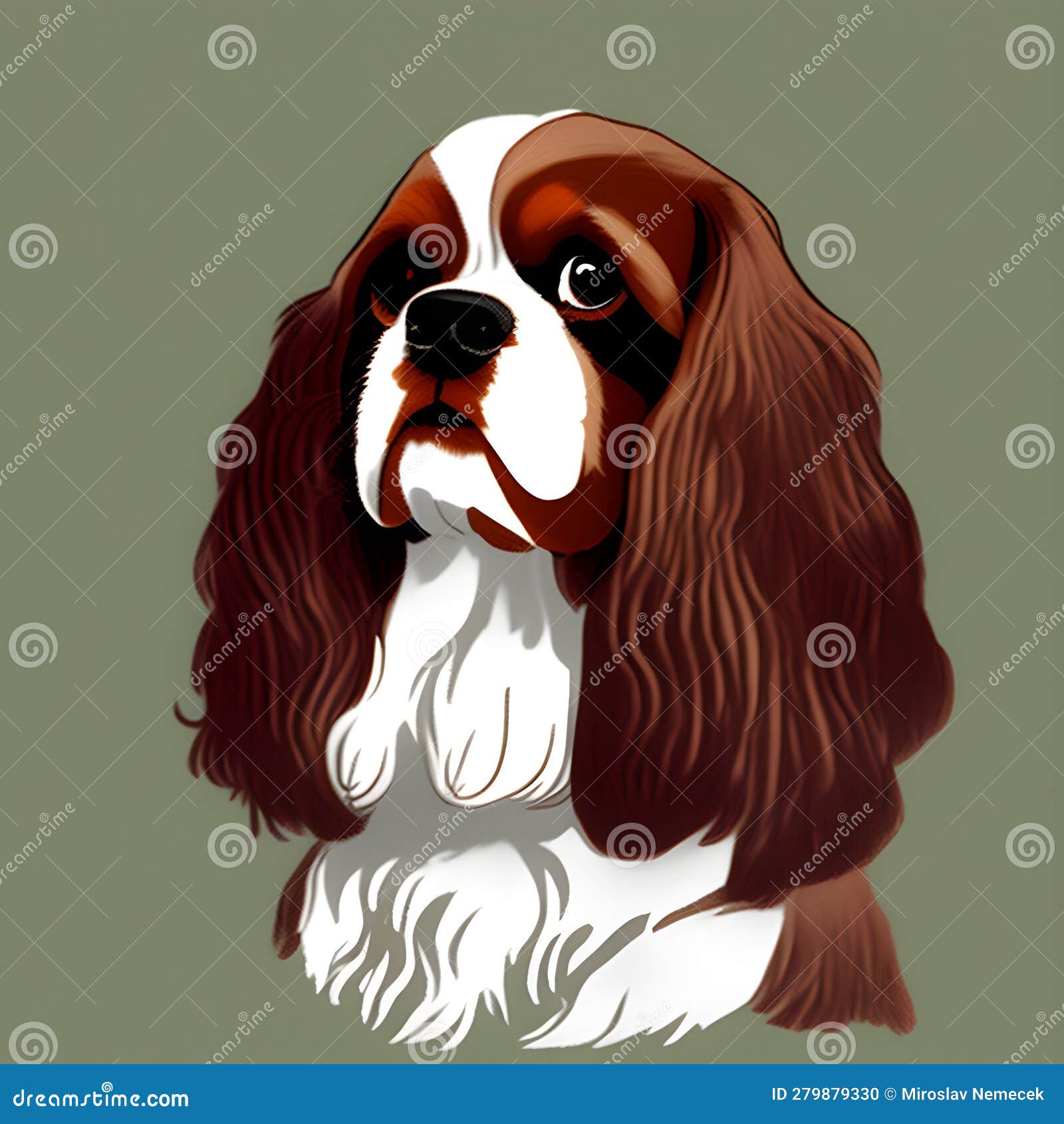 Cavalier King Charles Spaniel Dog, Generative AI Illustration Stock