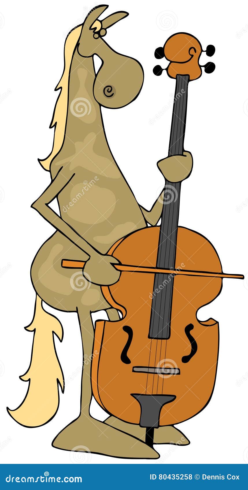 Cavallo Che Gioca Un Violino Del Contrabbasso Illustrazione di Stock