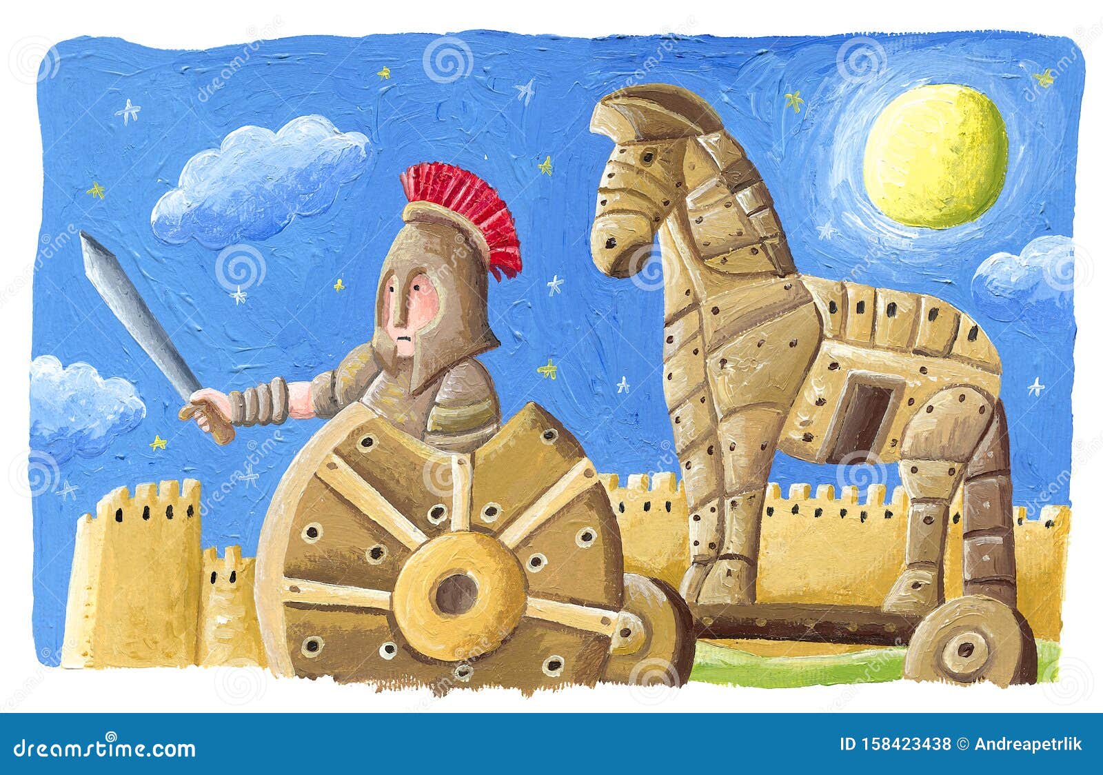 Foto de Cavalo De Troia Na Frente As Muralhas De Troia e mais