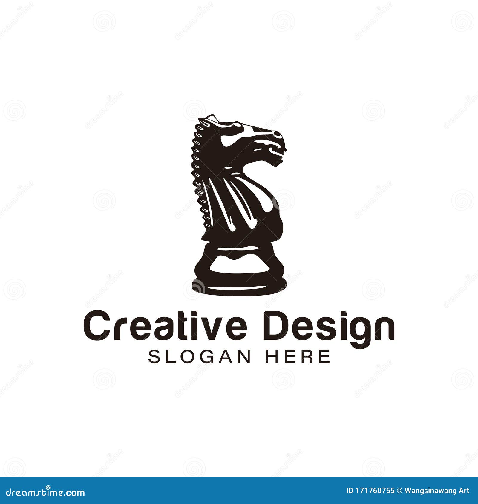 Cavalos cavaleiro xadrez ilustração preto design de logotipo