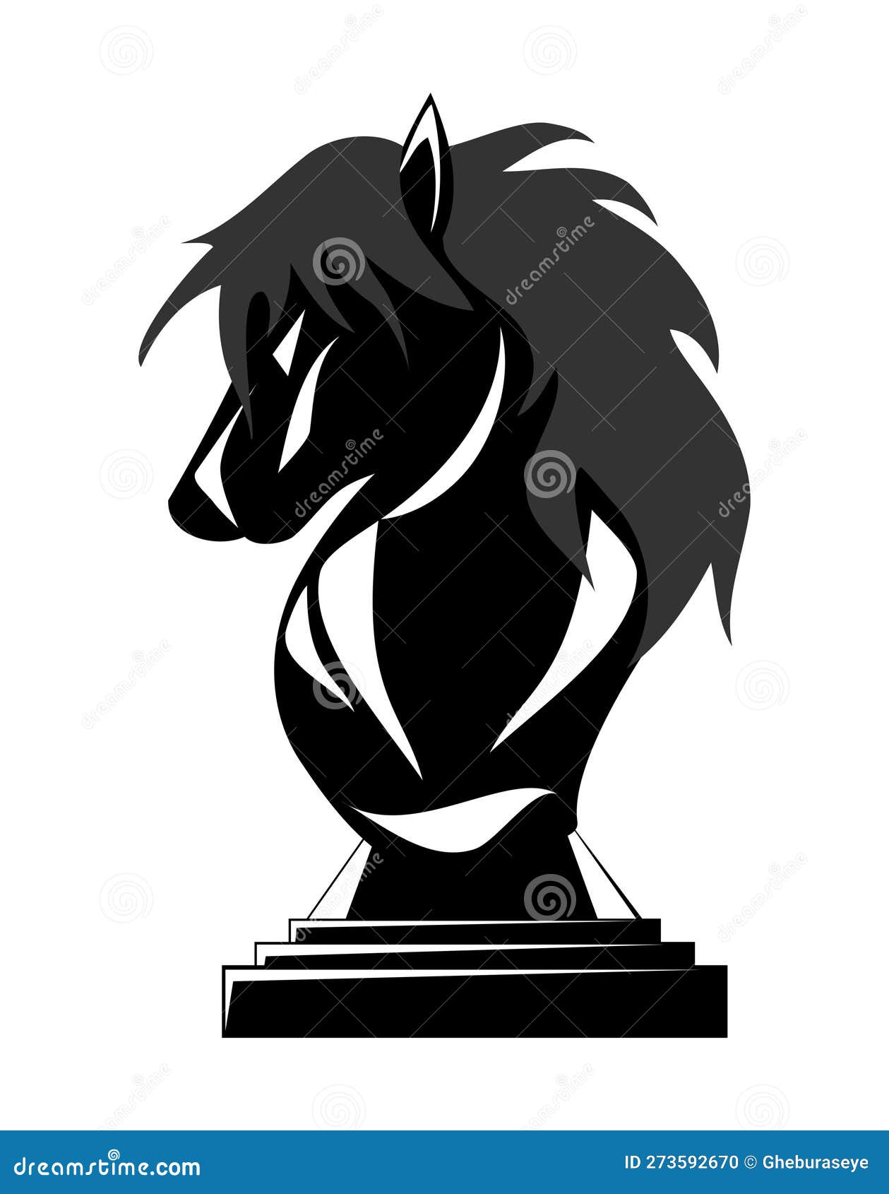 Cavalo Negro Pedaço De Xadrez De Animais Estilizado Isolado. Ilustração  Stock - Ilustração de cavalo, orelha: 273592670