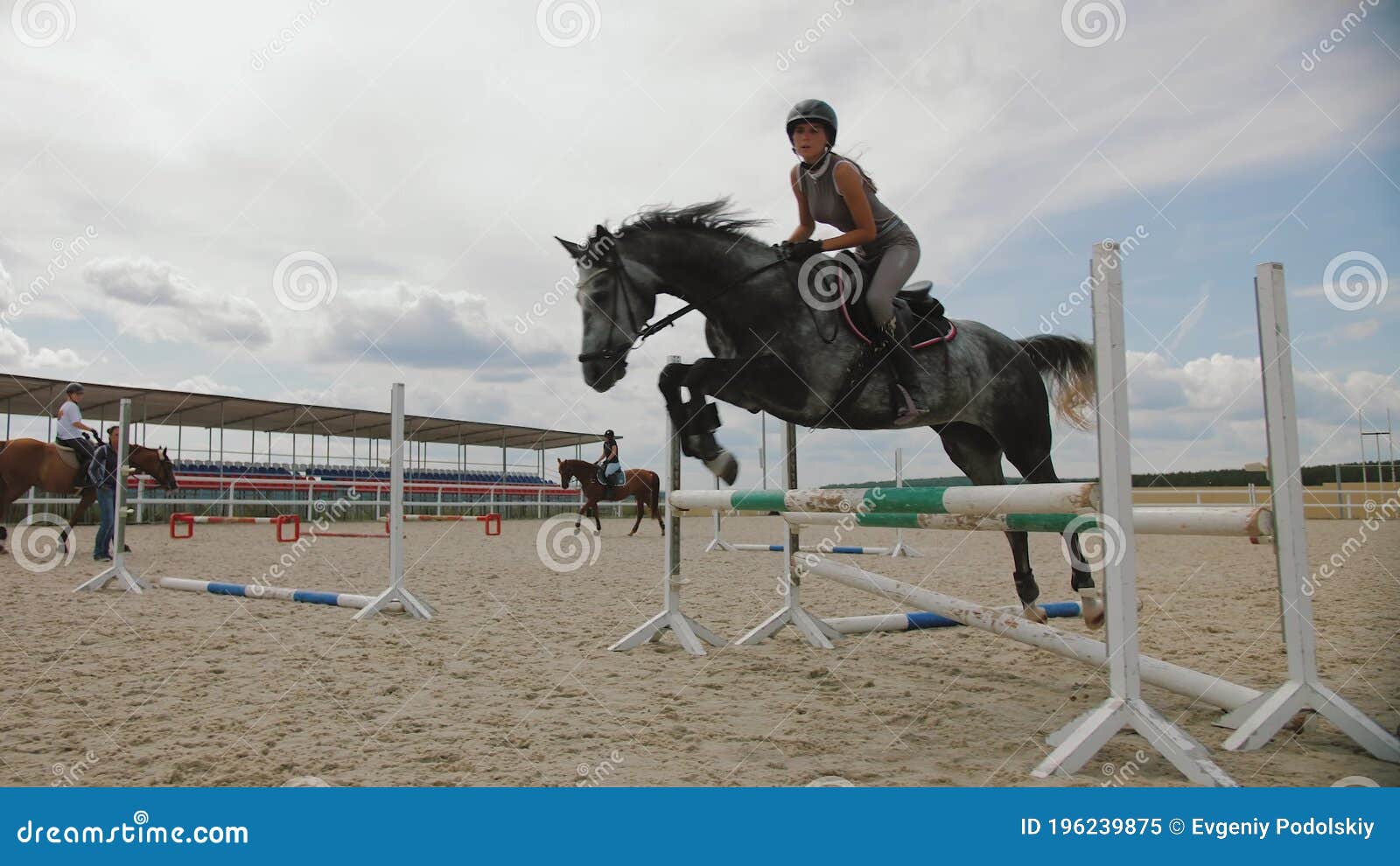 a cavalo saltos sobre a obstáculo. a cavalo cavalgando. pulando