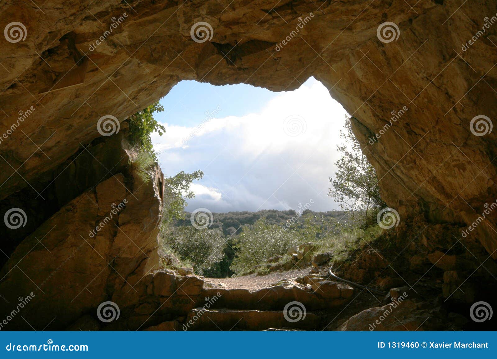 Cave exit stock photo. Image of steps, nature, round, exit 1319460