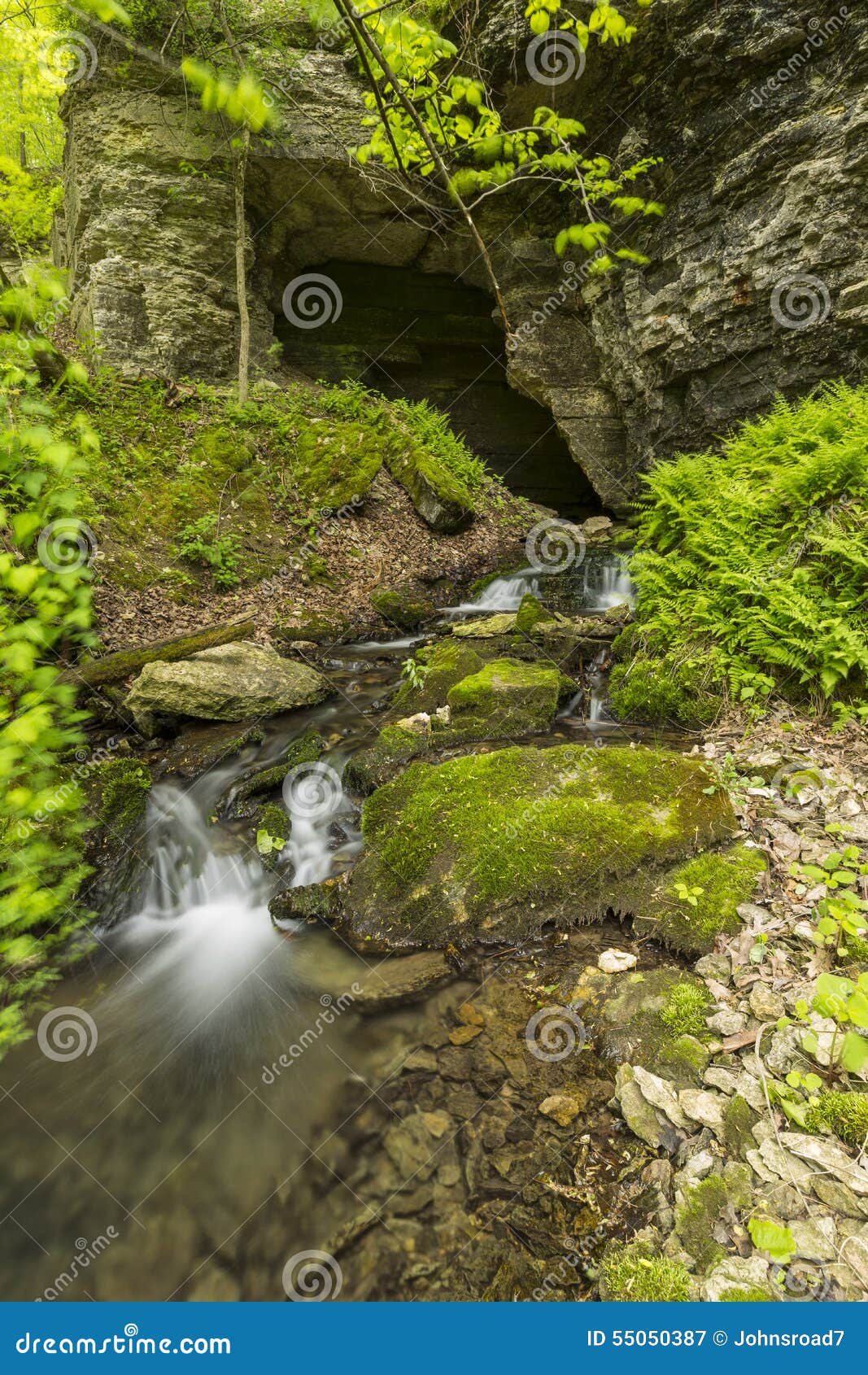 Cave in Spring stock image. Image of entrance, river 55050387