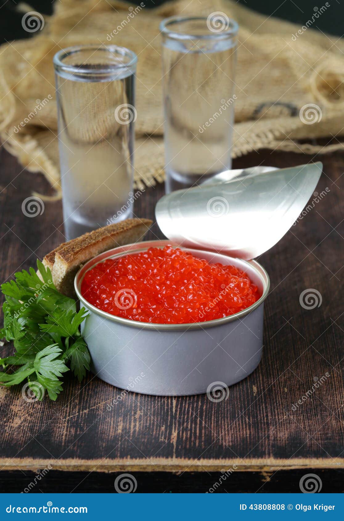 Caviar with Rye Bread and Two Shots Vodka Stock Photo Image of
