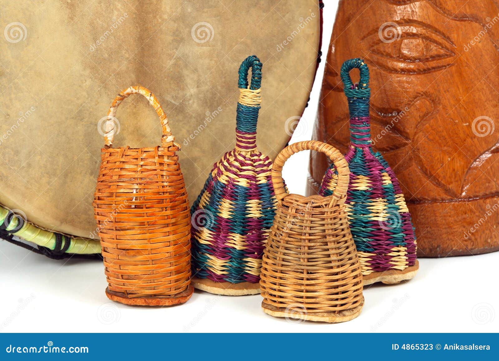 Caxixi shakers and djembes stock image. Image of objects - 4865323