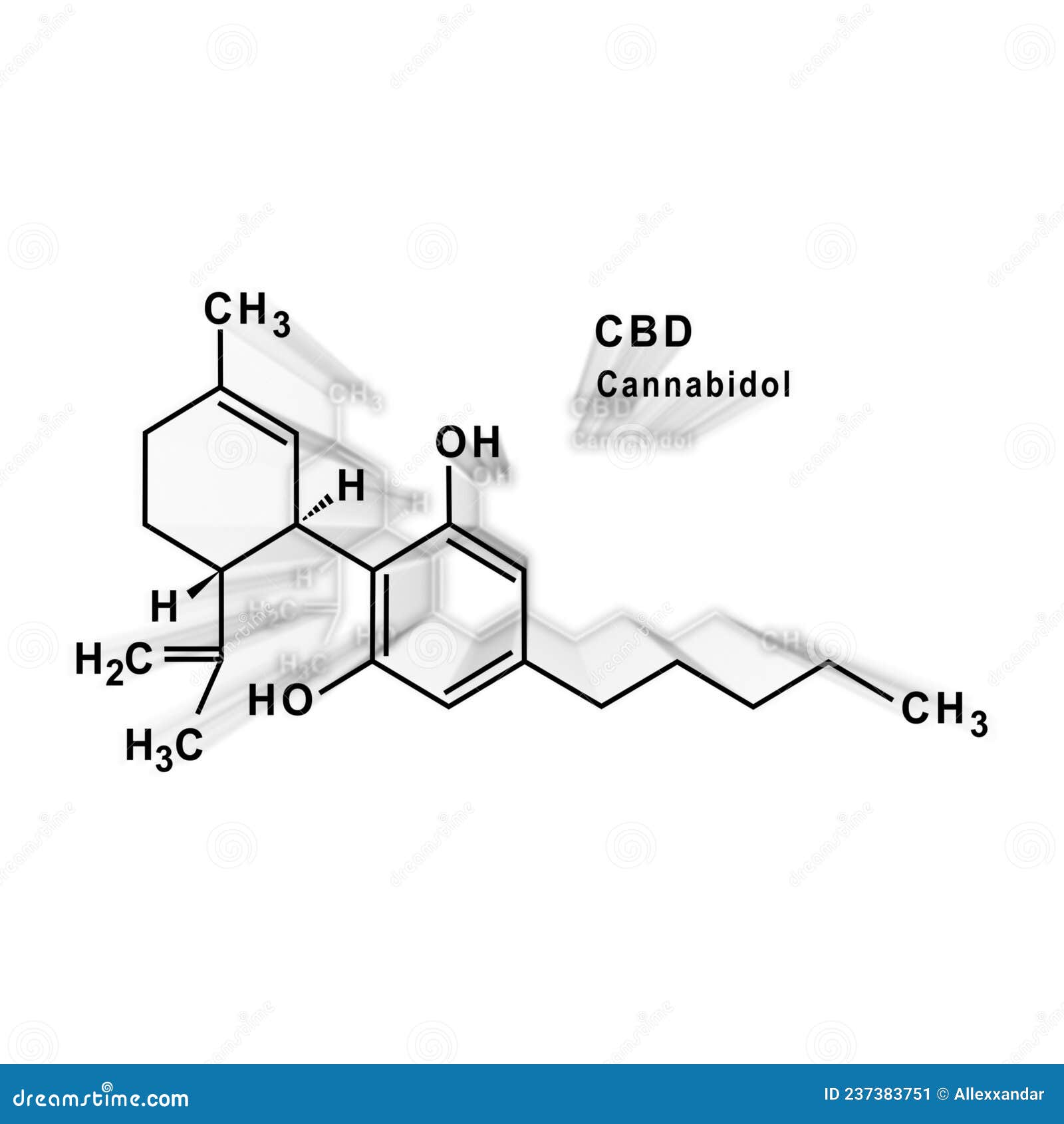 CBD Cannabidiol Structural Chemical Formula Stock Illustration