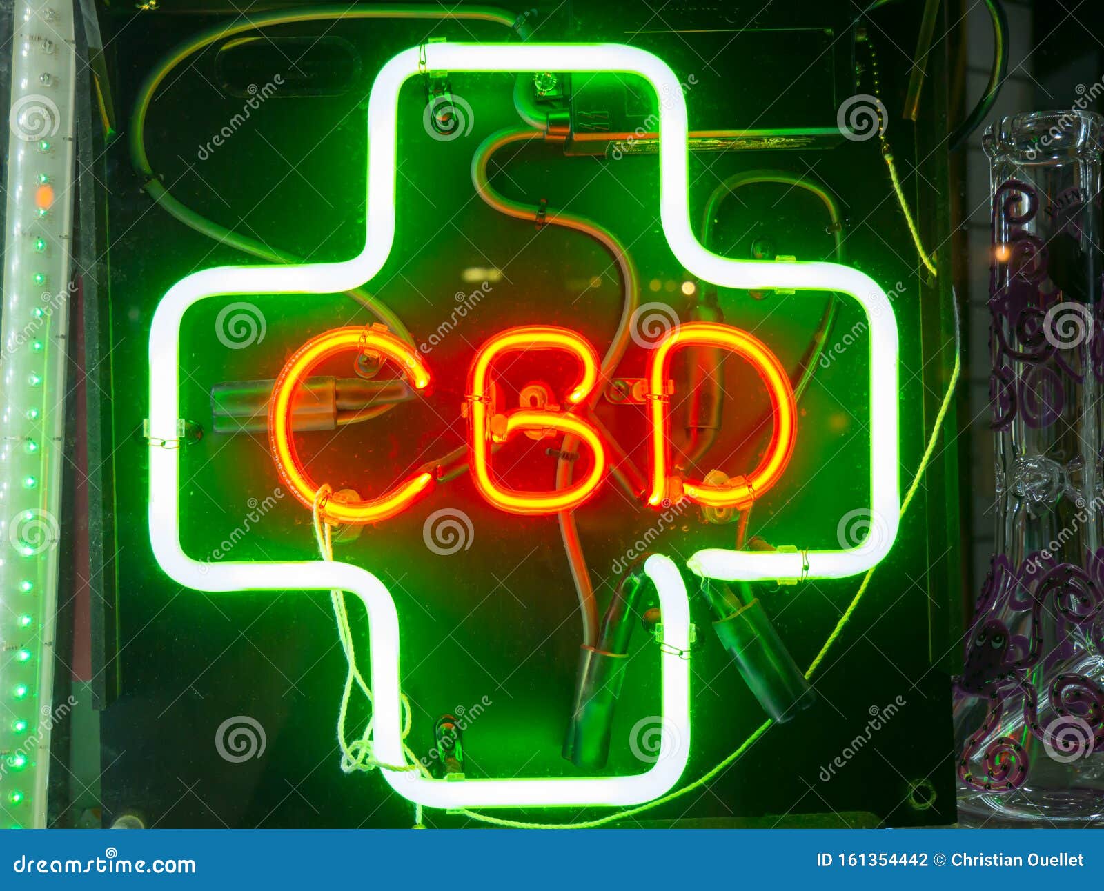 CBD Neon Sign in a Store Front Stock Photo Image of city, hemp 161354442
