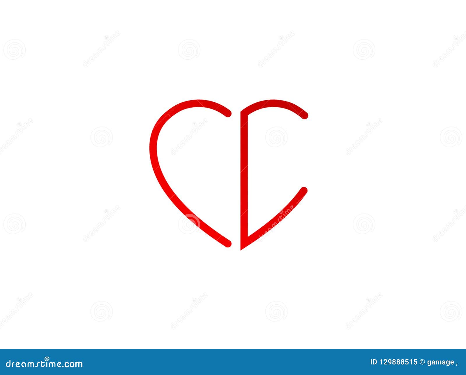 Initial Logo Letter Heart Shape Red Colored Logo Design Wedding