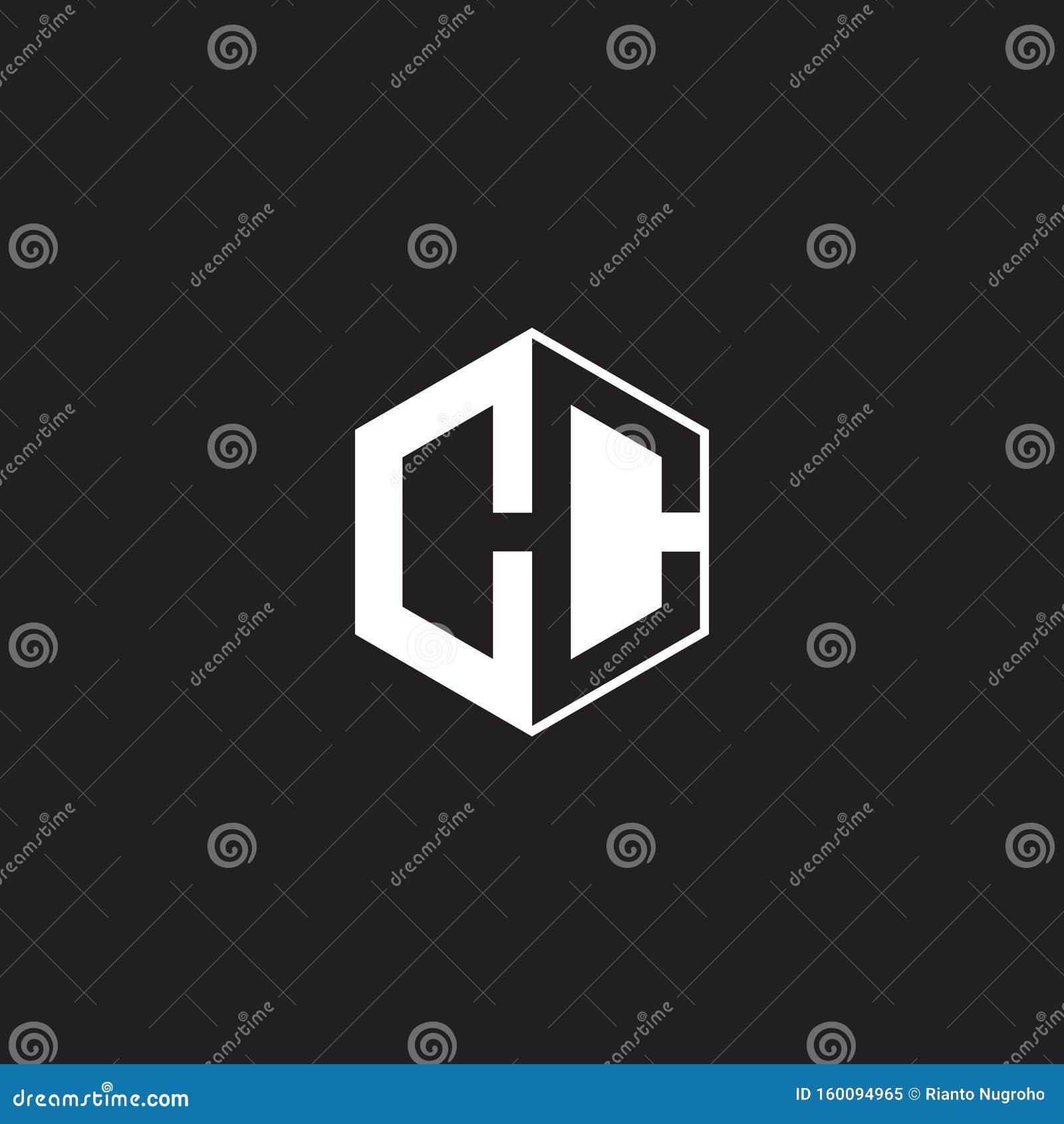 CC Logo Monogram Hexagon with Black Background Negative Space Stock ...