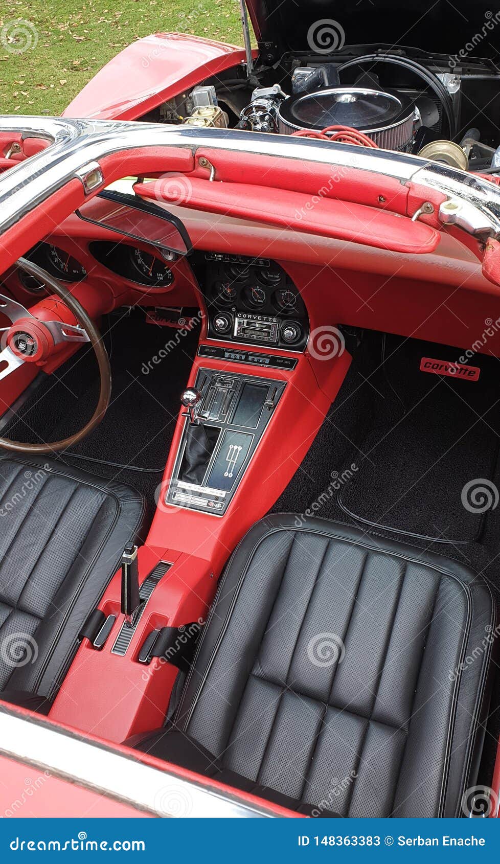 Cca 1960 Chevrolet Corvette Red Leather Interior With Black