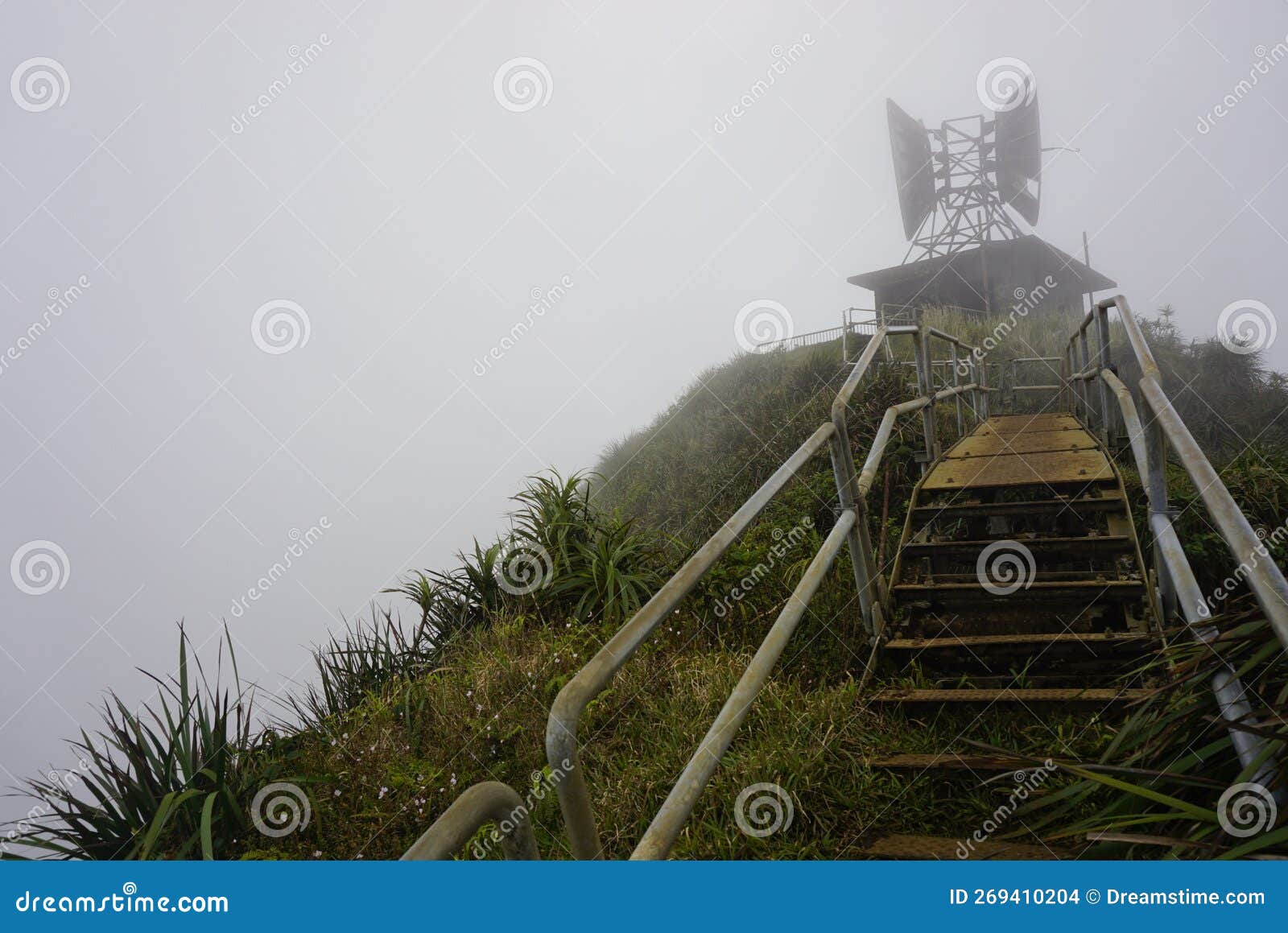 ccl building bunker and haiku stairs to heaven to koolau mountain in oahu island, hawaii