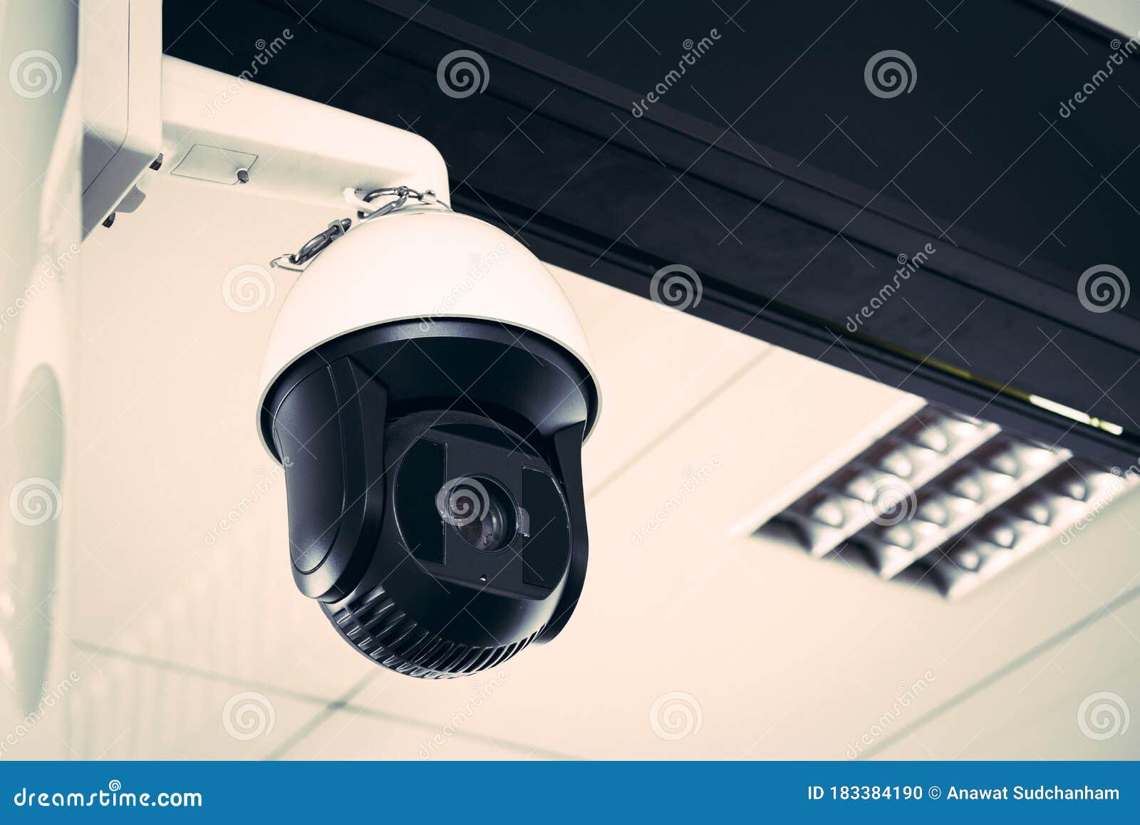 CCTV Camera Hanging on the Roof. Stock Photo Image of roof, security