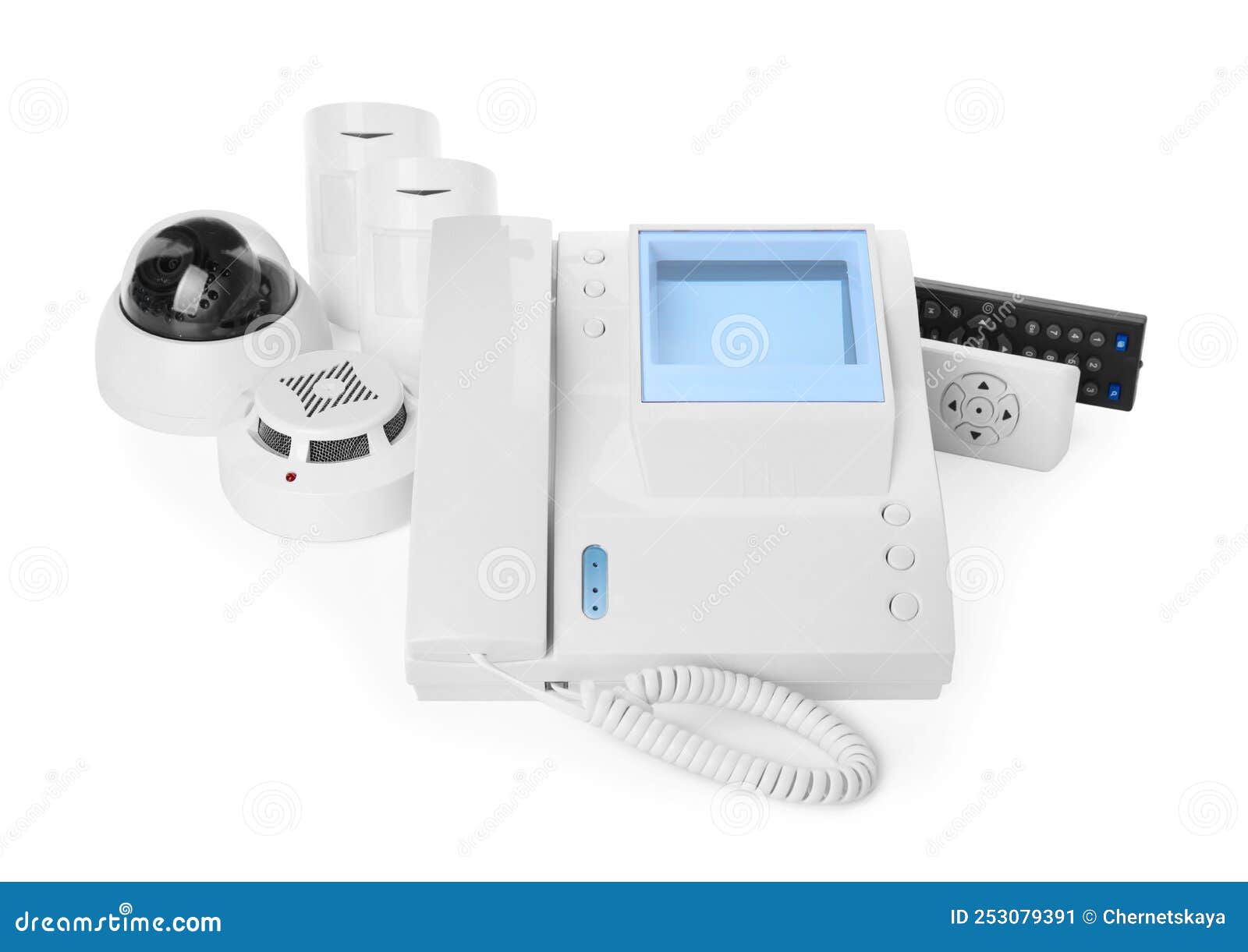 CCTV Camera, Remote Controls, Smoke and Movement Detectors on