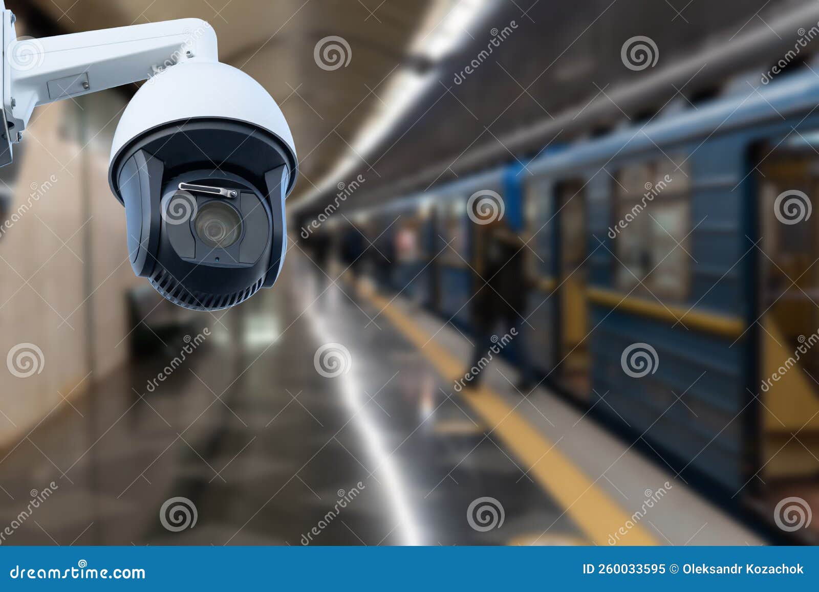 CCTV Camera Security Operating on Subway Station Platform.underground