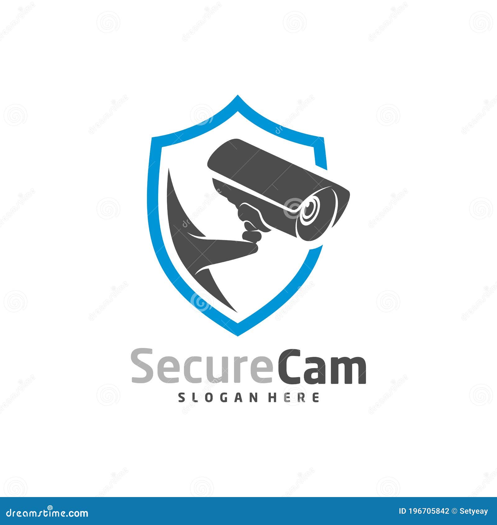 CCTV Camera with Shield Icon Logo Design Vector Template, Concept