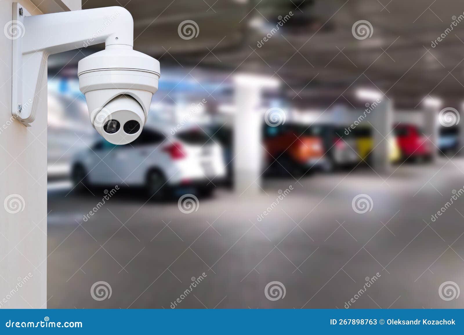 CCTV Camera or Surveillance System on Indoor Car Parking. Stock Image