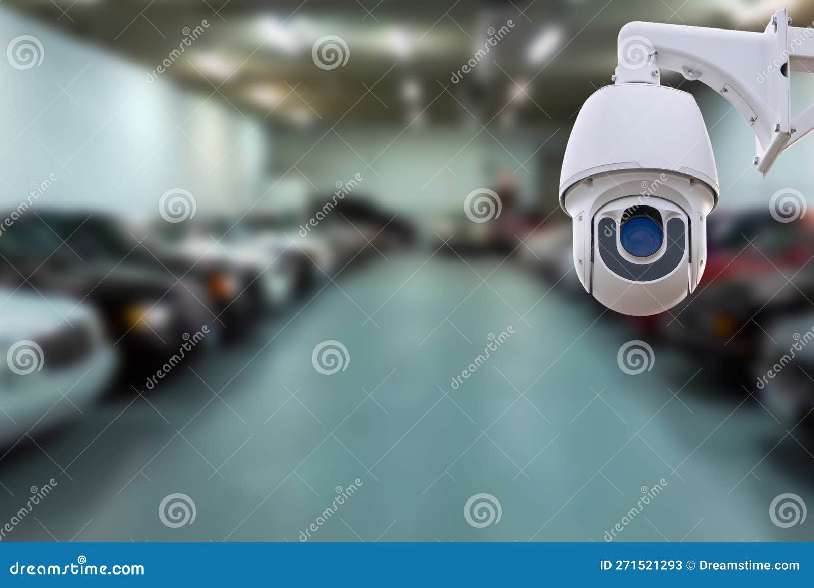 CCTV Camera or Surveillance System on Indoor Car Parking. Stock Image