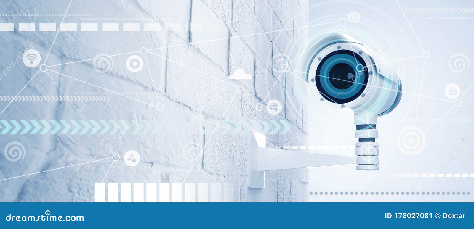 CCTV Camera Whis Ai Technology of  Configuration and Connecting To Clouds Data Base Stock