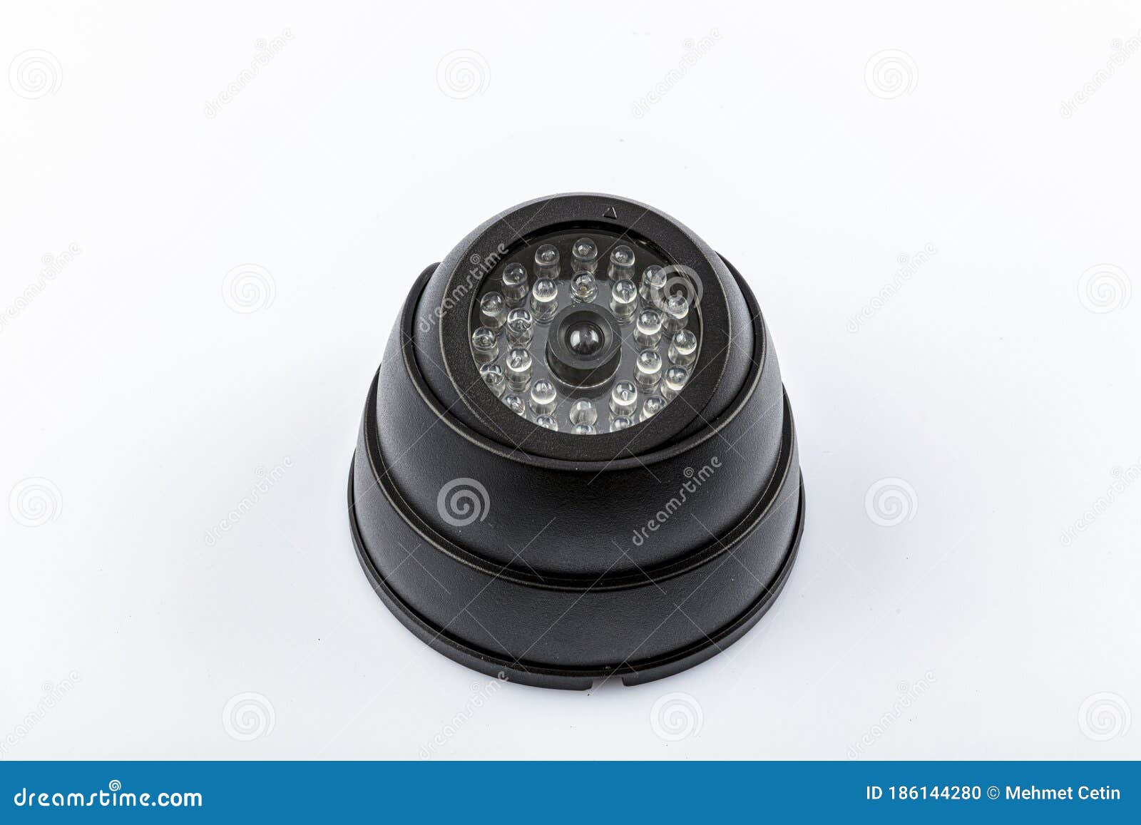 CCTV Dome Camera. Black Dome Camera Isolated on White Background Stock