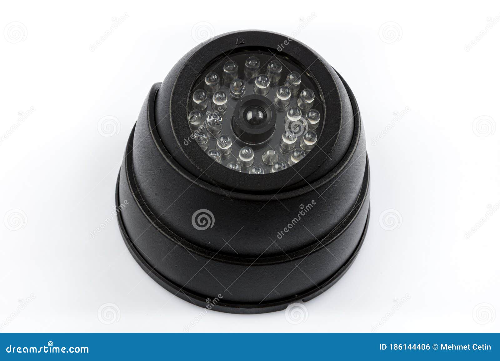 CCTV Dome Camera. Black Dome Camera Isolated On White Background Stock