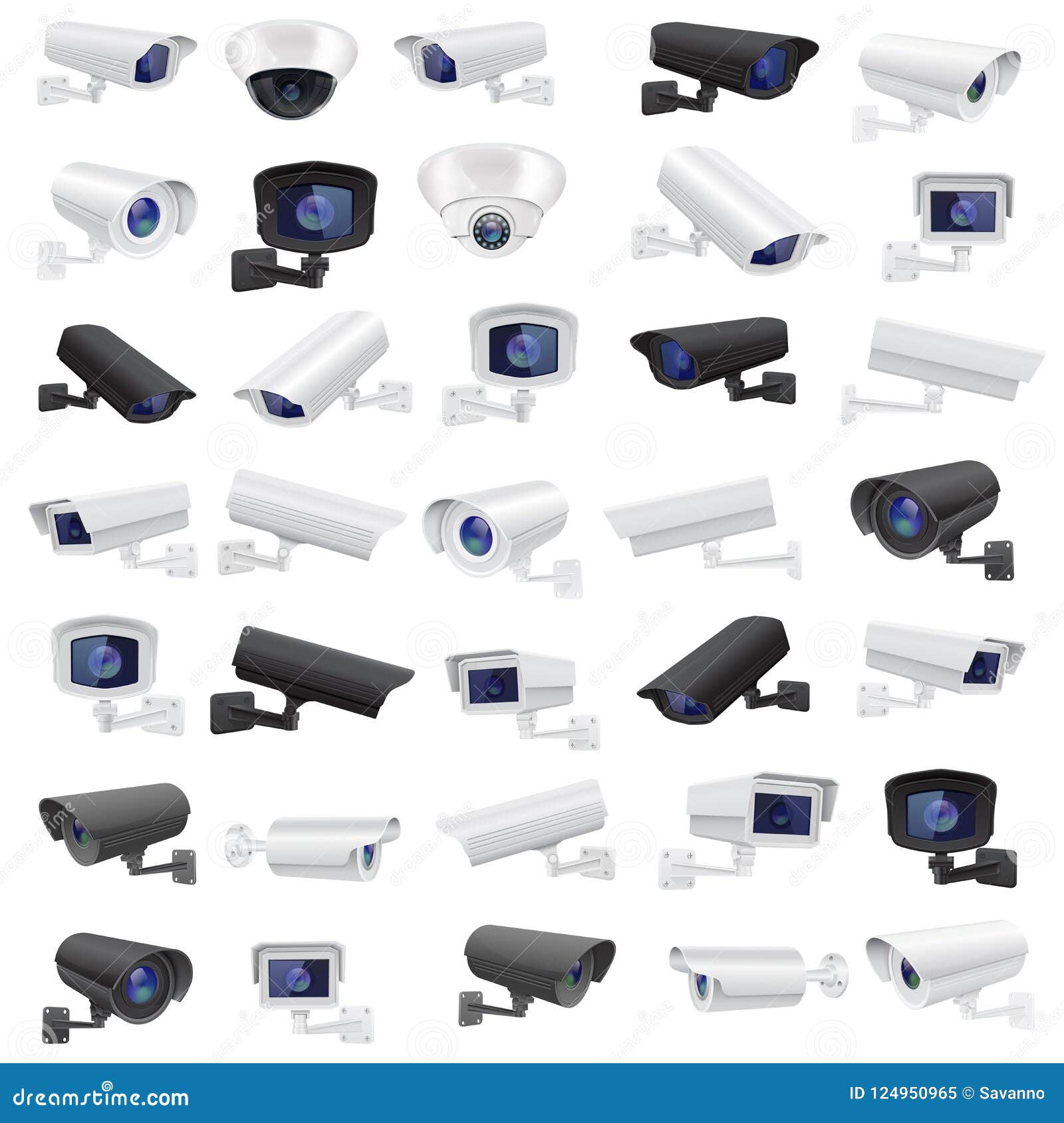 CCTV Security Camera. Large Collection of Black and White Surveillance