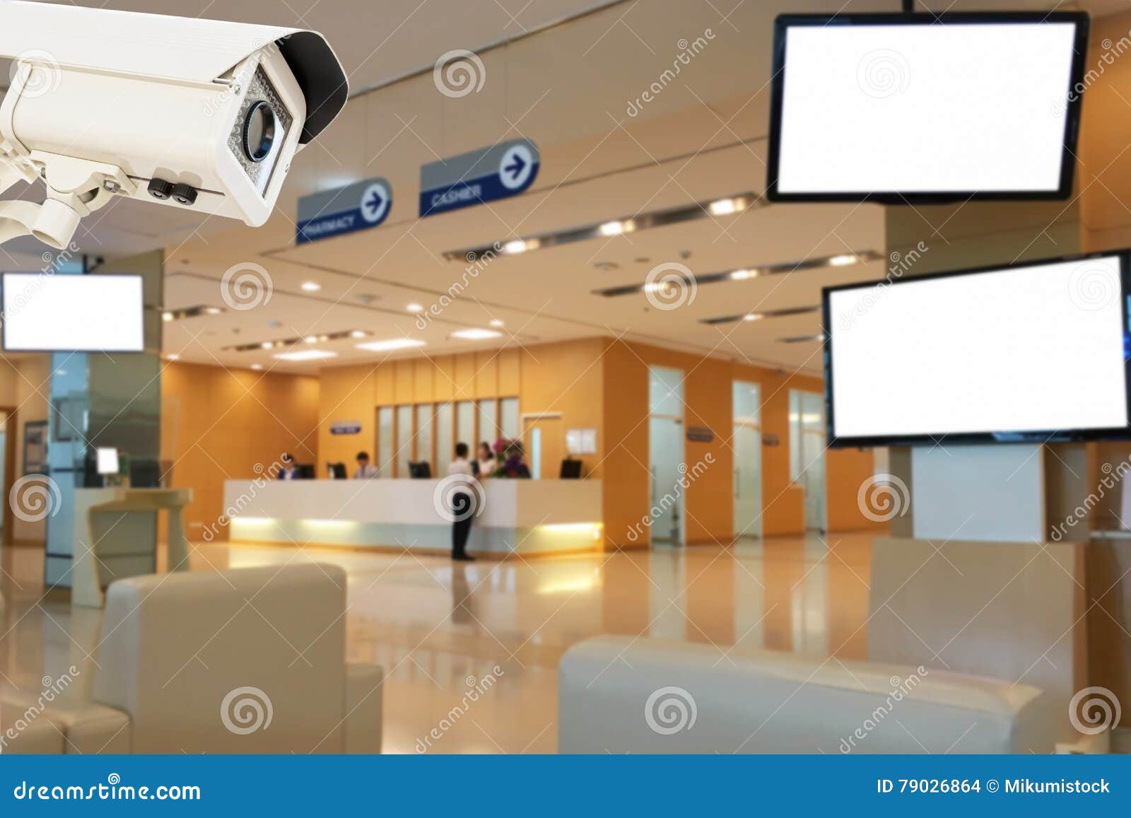 The CCTV Security Camera Operating in Medical Record Hospital Bl Stock