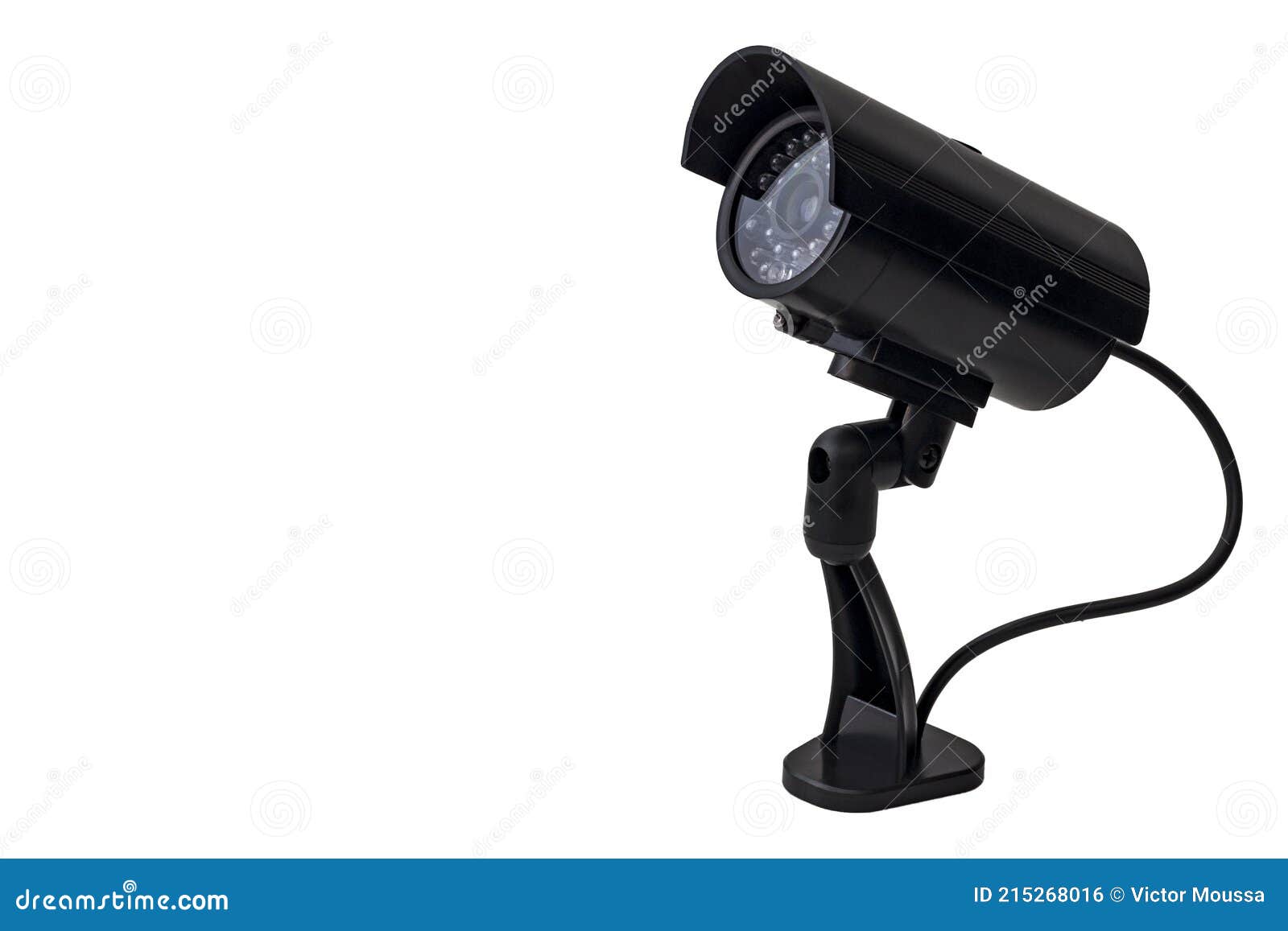 cctv security and 24 hour surveillance concept with a infrared day and night ip camera  on white background with copy