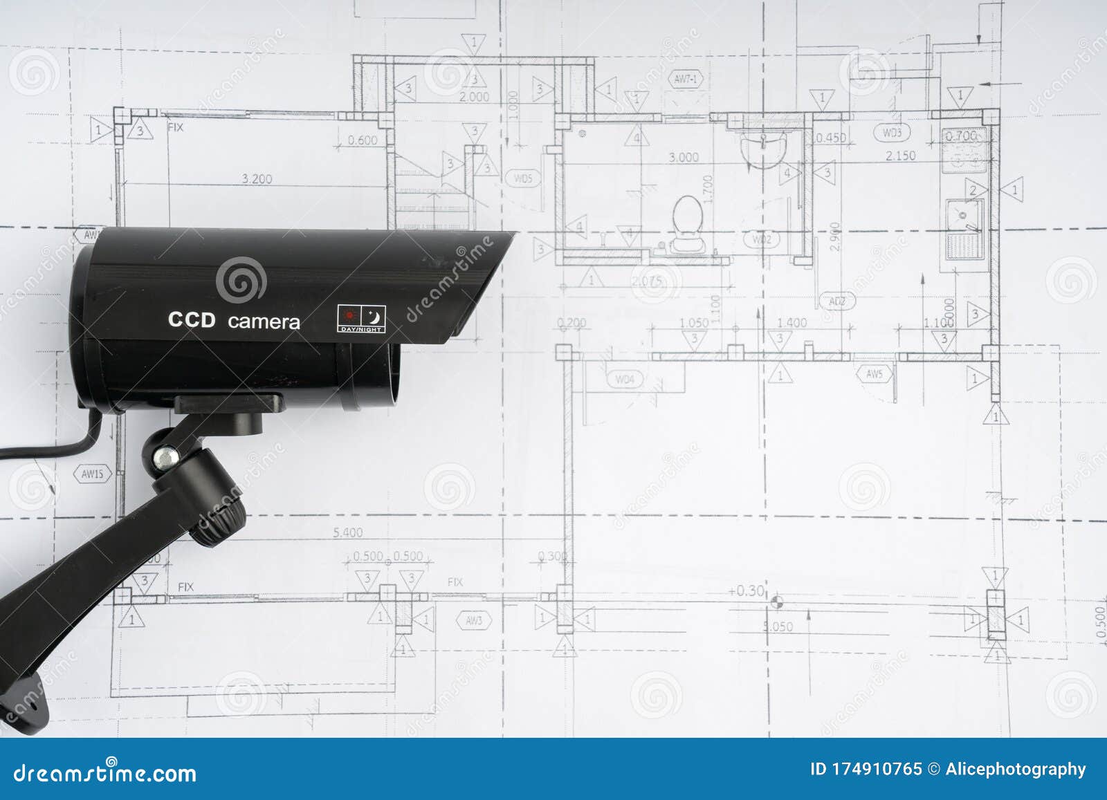CCTV Security Online Camera with House Plan Stock Image Image of