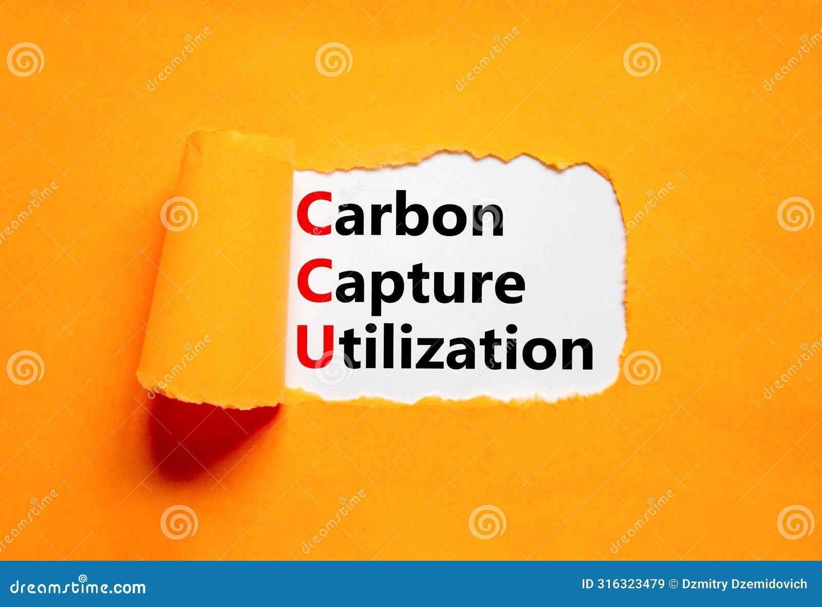 ccu carbon capture utilization . concept words ccu carbon capture utilization on beautiful paper. beautiful orange