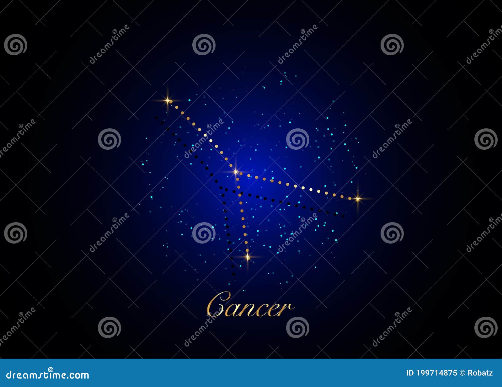 Cancer Zodiac Constellations Sign On Beautiful Starry Sky With Galaxy
