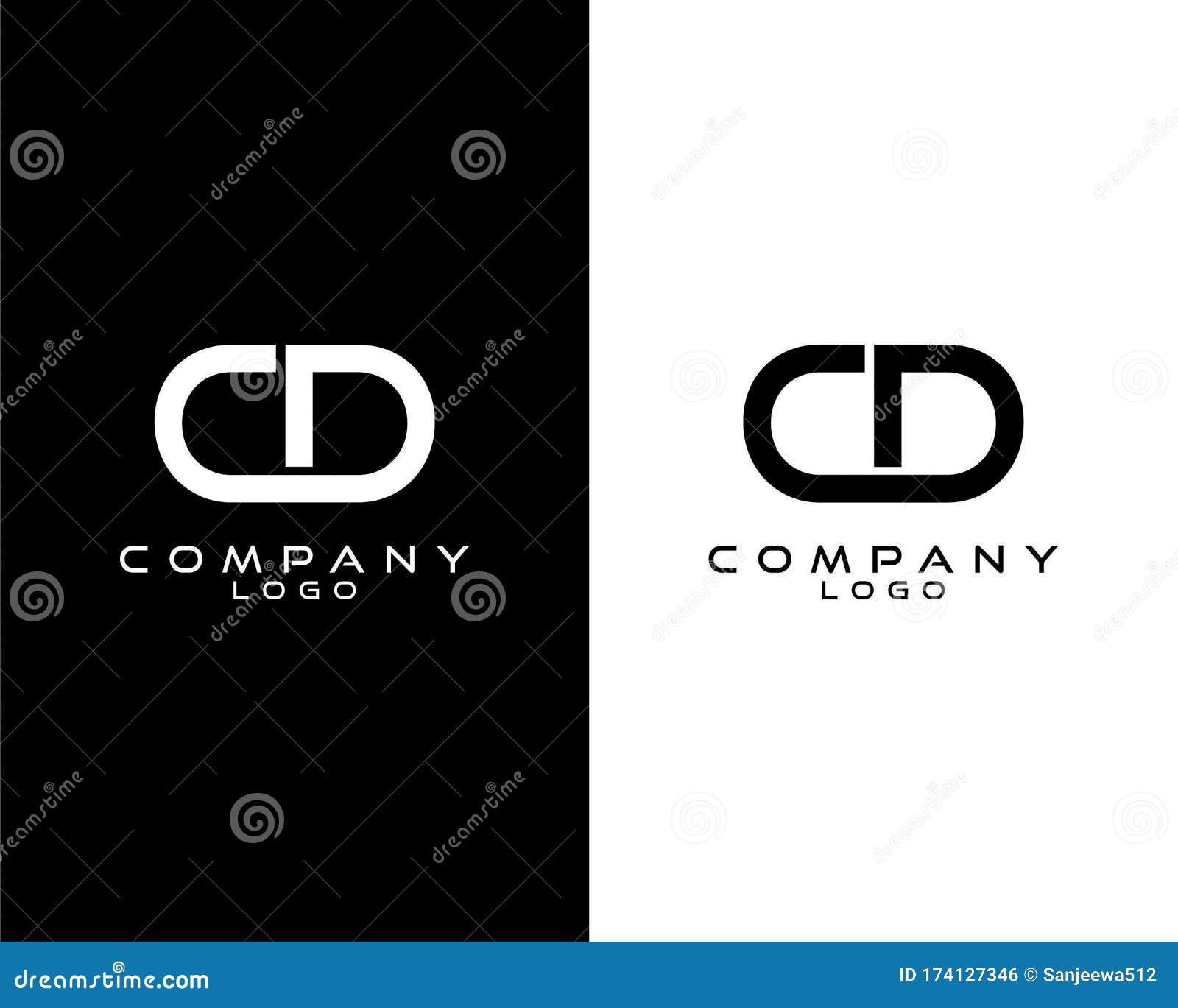 cd, dc modern letter logo  with white and black color that can be used for business company.