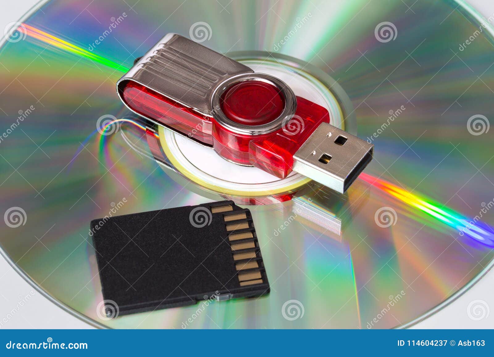 CD, Flash Drive and SD Card Stock Image - Image of accessory, memory