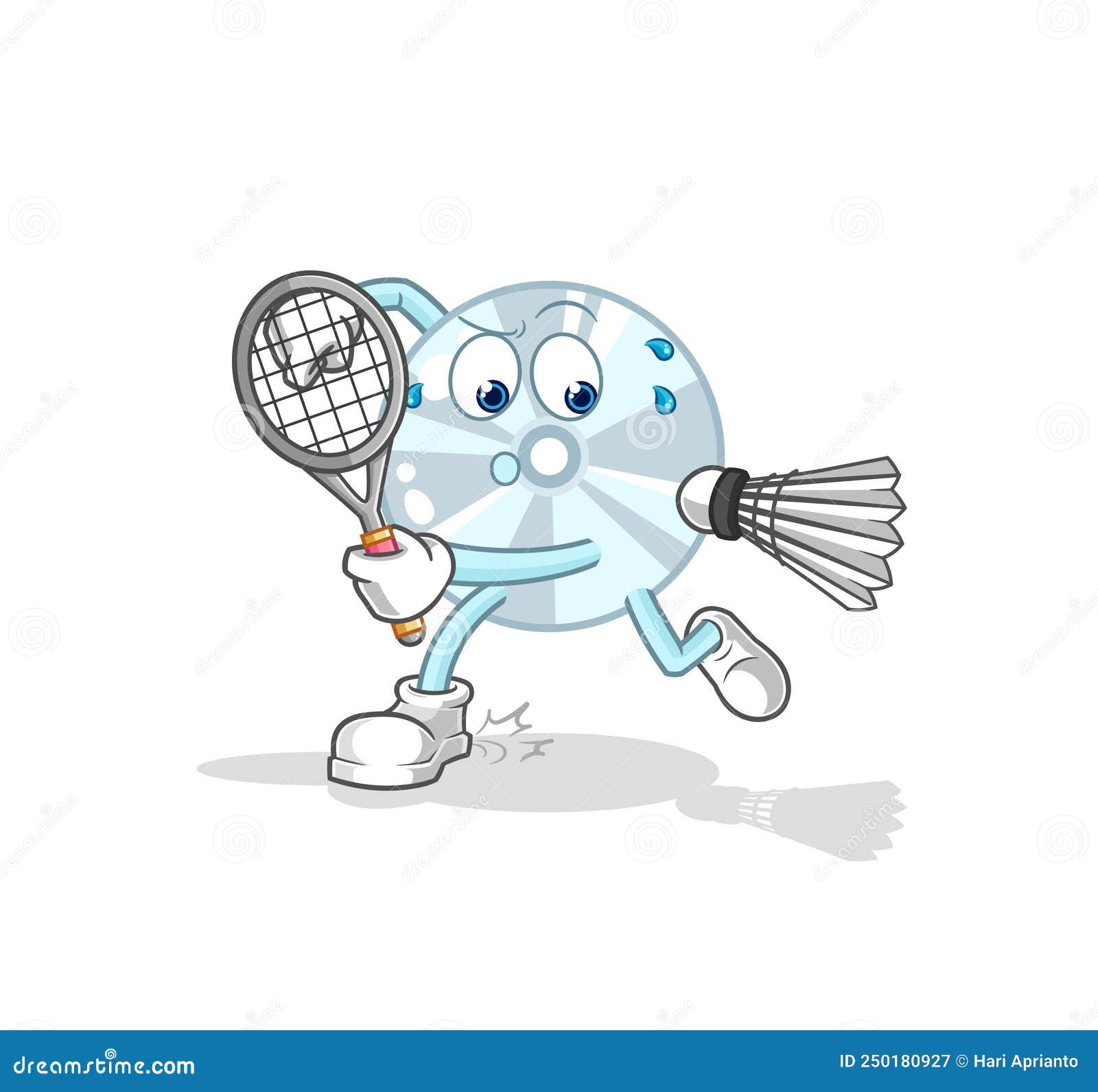 CD Playing Badminton Illustration. Character Vector Stock Vector