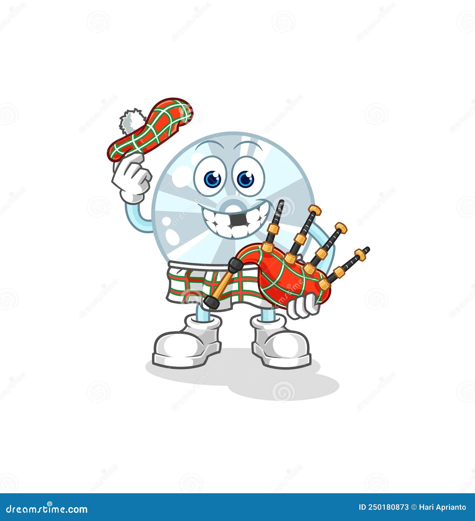 CD Scottish with Bagpipes Vector. Cartoon Character Stock Vector