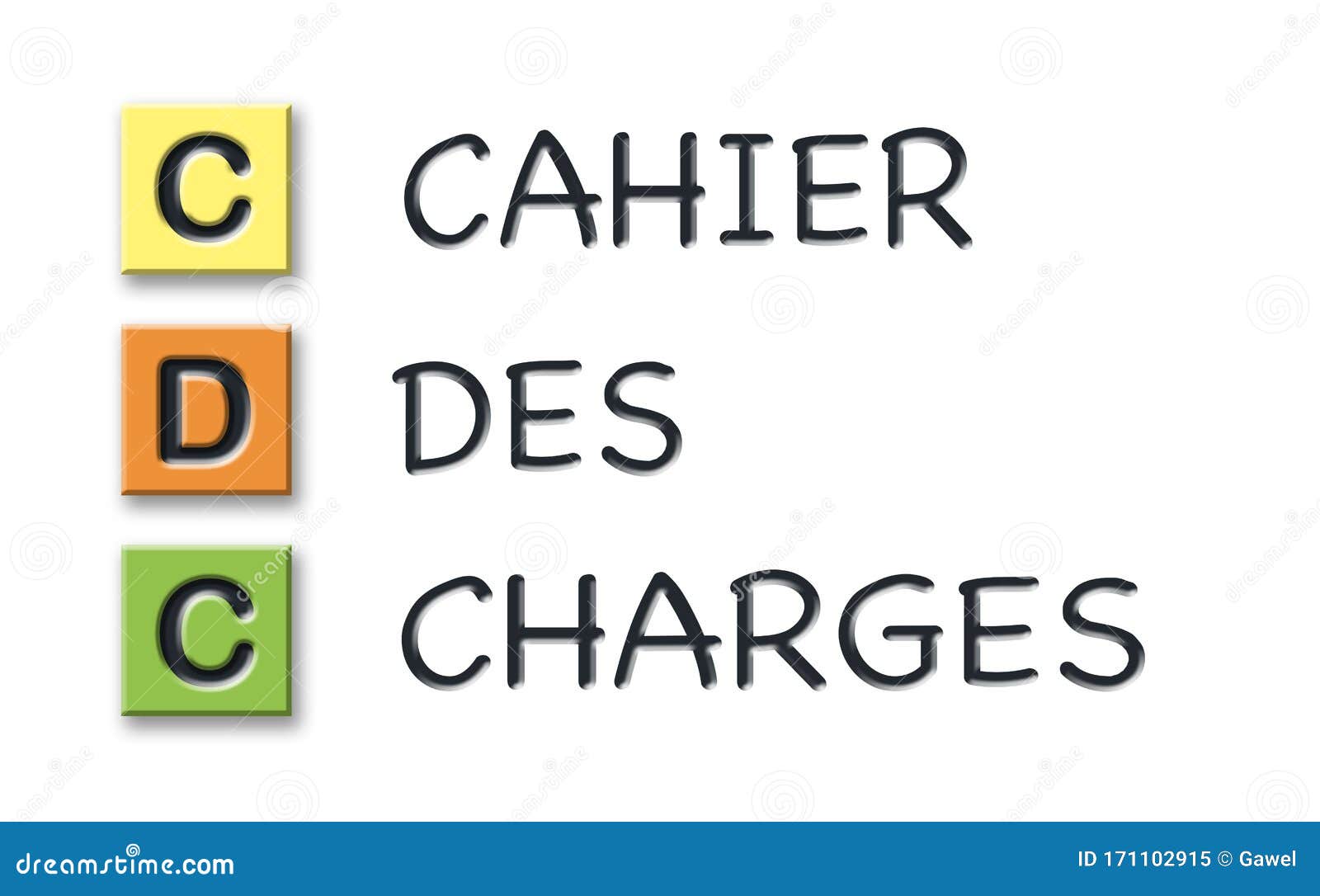 cdc initials in colored 3d cubes with meaning in french language