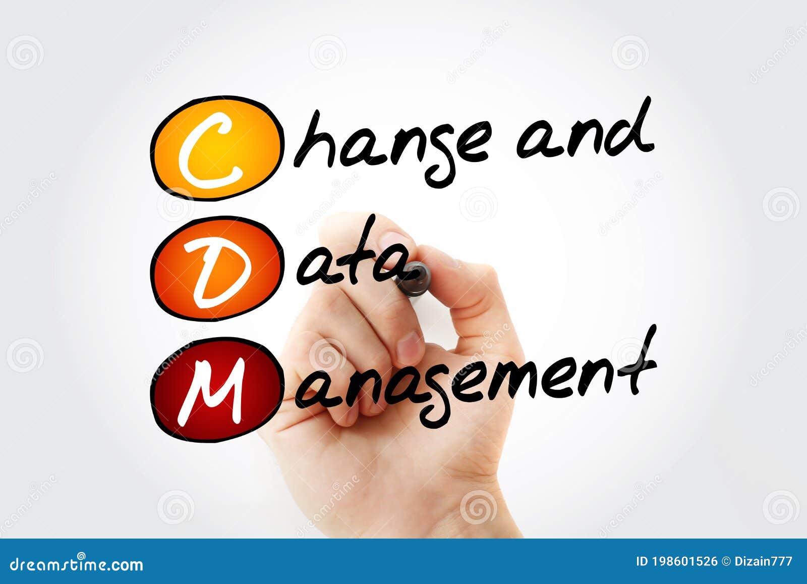 cdm - change and data management acronym with marker, business concept background