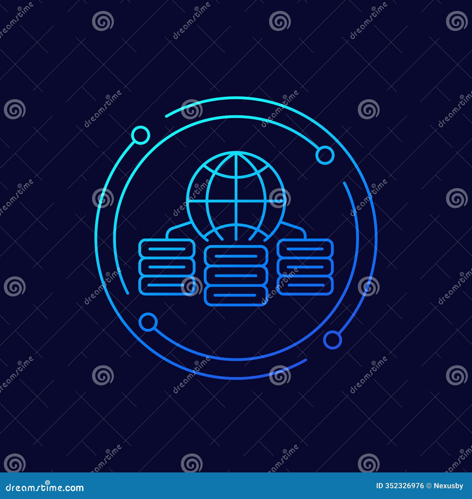 cdn, content delivery network icon, linear 