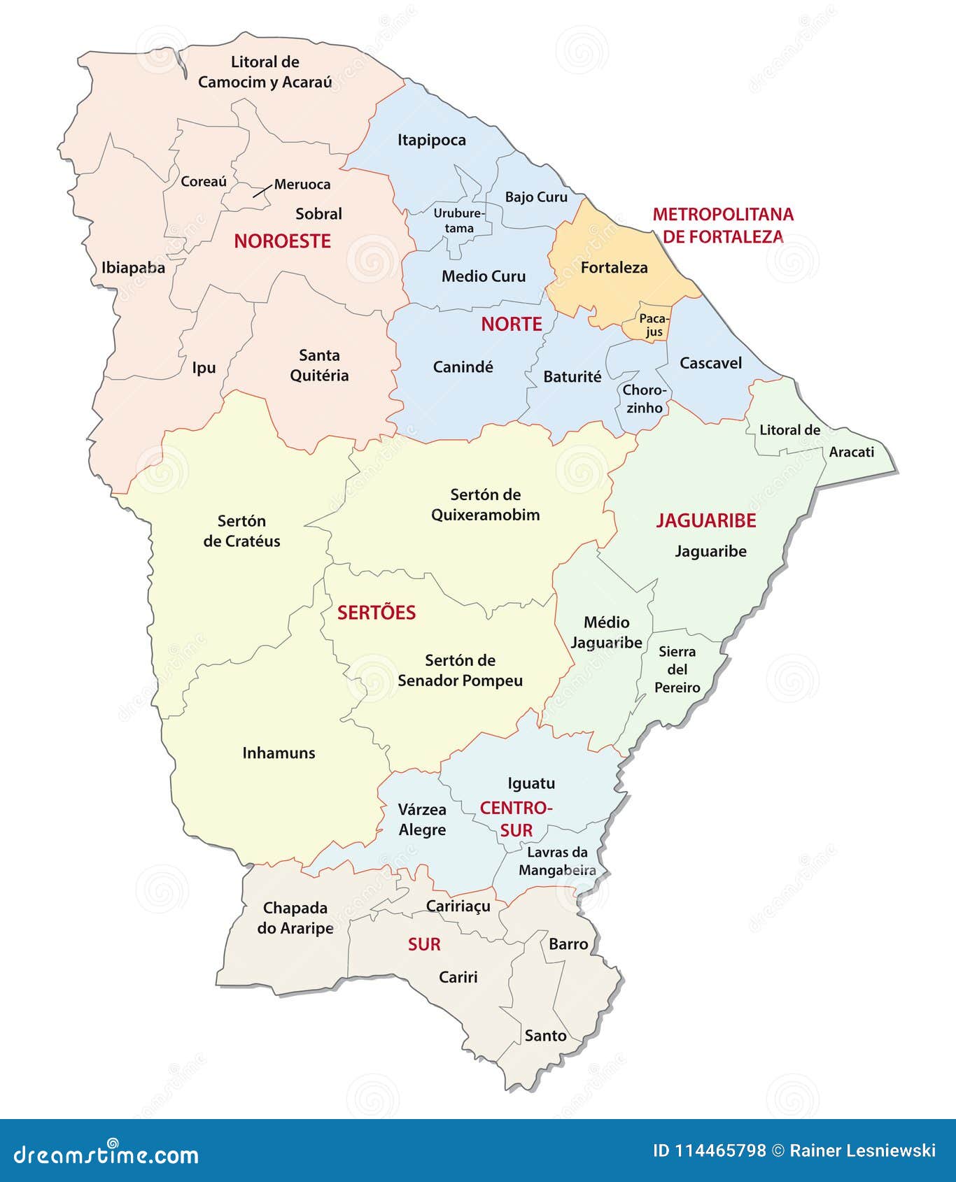 ceara administrative and political  map