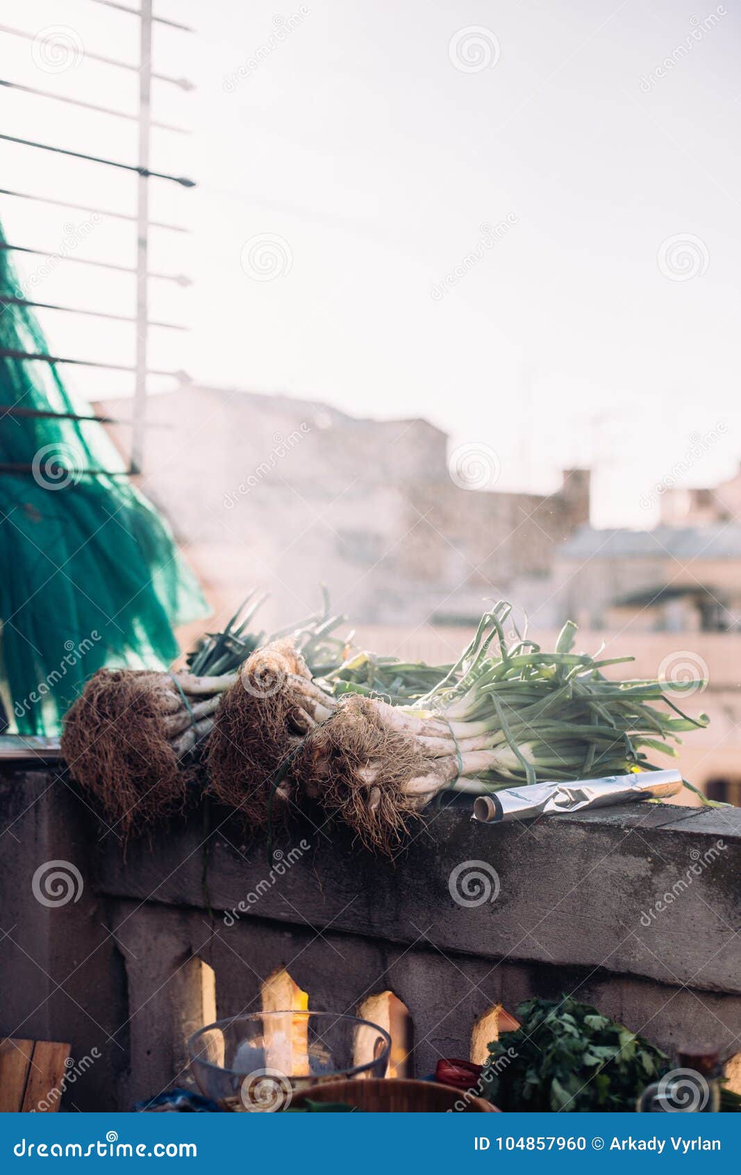 Cebolla Catalan De Los Calcots O Cambray Tradicional Foto de archivo