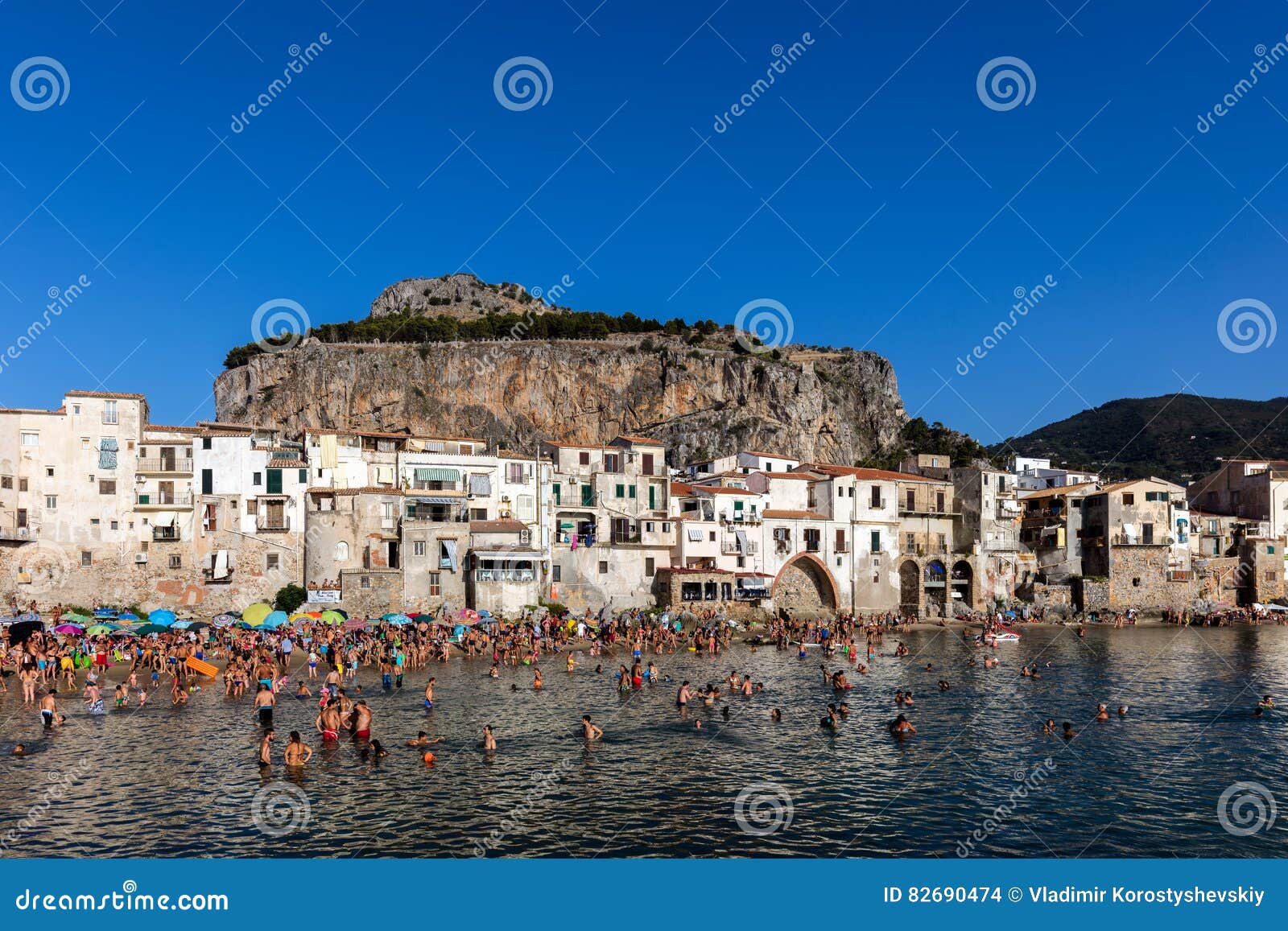 Cefalu`s Beach in Sicily, Italy Editorial Stock Image of cefalu, summer: 82690474