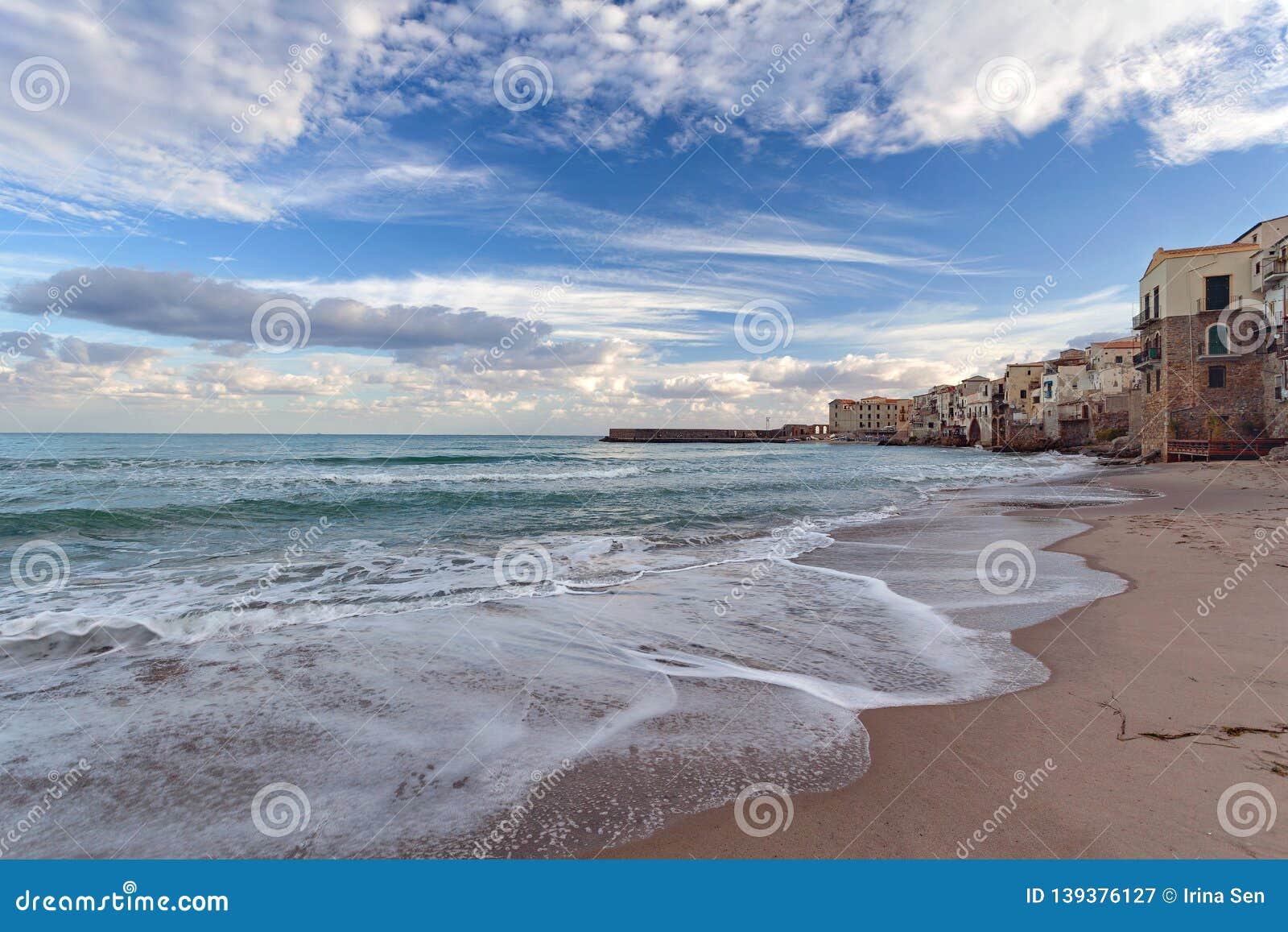 Cefalu at Sunrise, Sicily, Italy Mediterranean Sea Tyrrhenian Sea