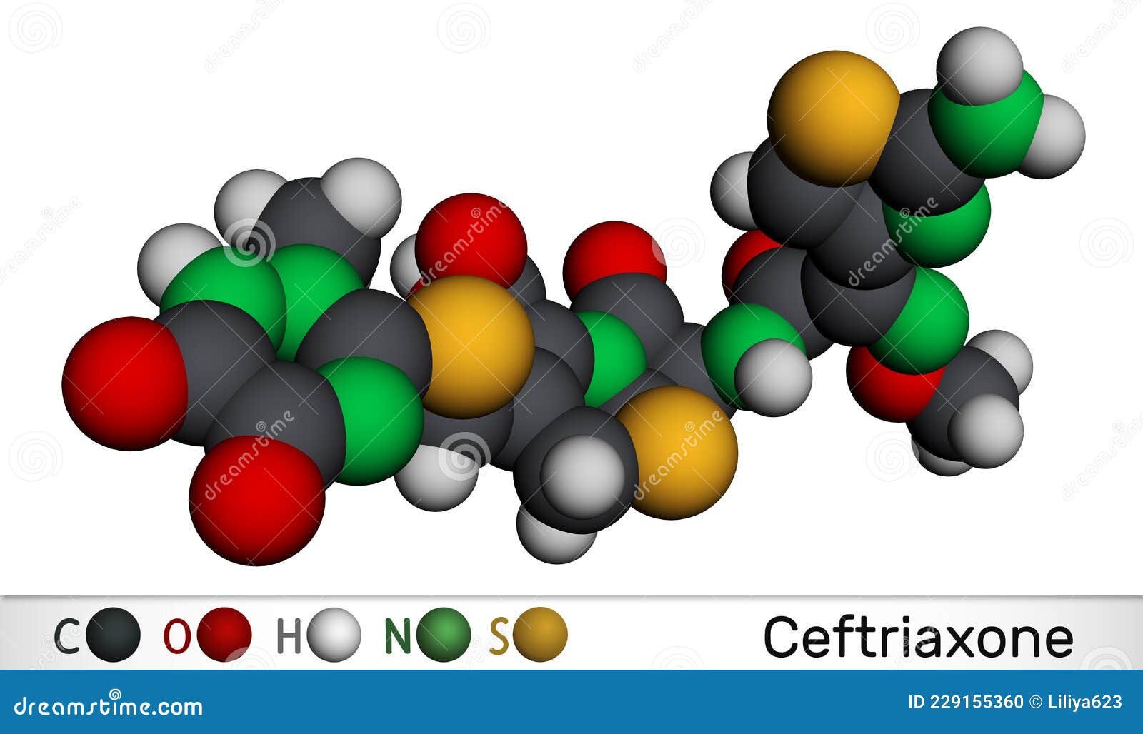Ceftriaxone Molecule. it is Broadspectrum Thirdgeneration Cephalosporin Antibiotic. Molecular