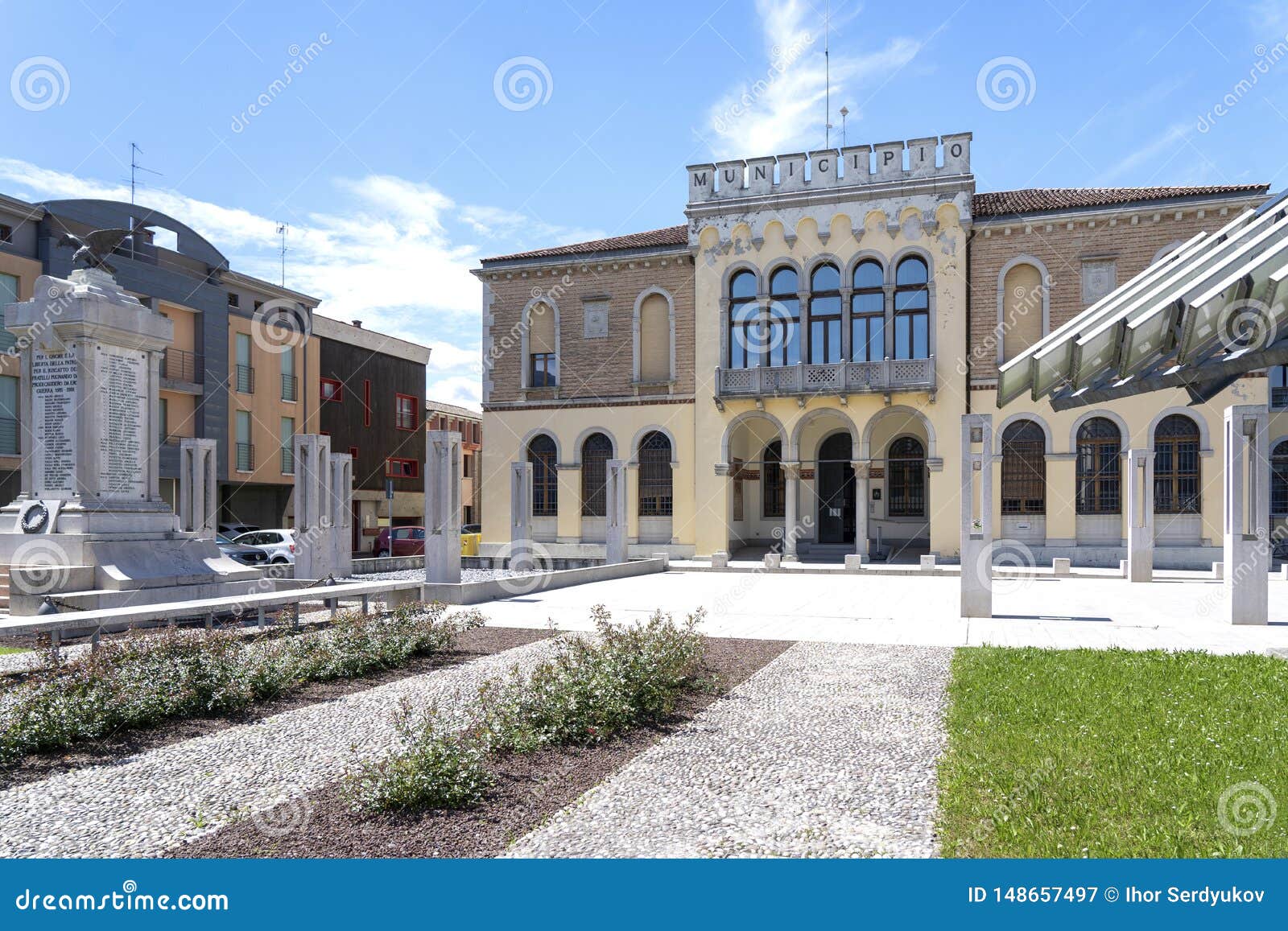 ceggia, san dona di piave, venice - municipality of ceggia. italian city hall. city hall in ceggia near venice in italy - immagine