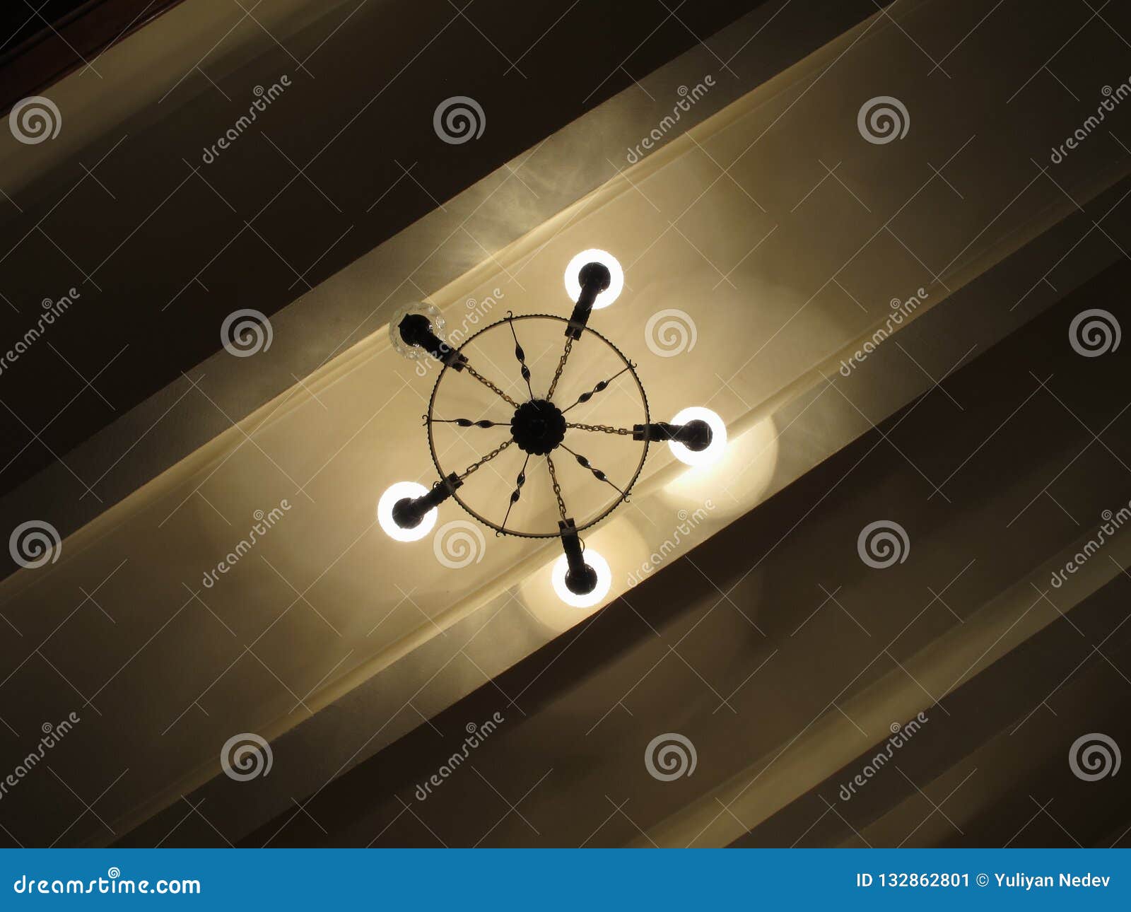 Ceiling Chandelier With One Lamp Not Working Stock Image Image Of Beautiful Hotel 132862801