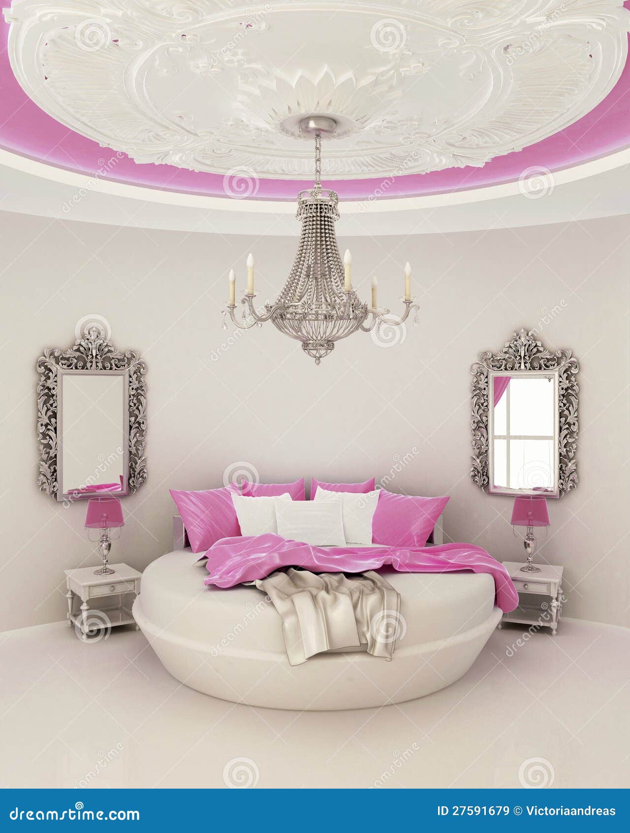 Ceiling Decor in Modern Bedroom Stock Illustration - Illustration ...