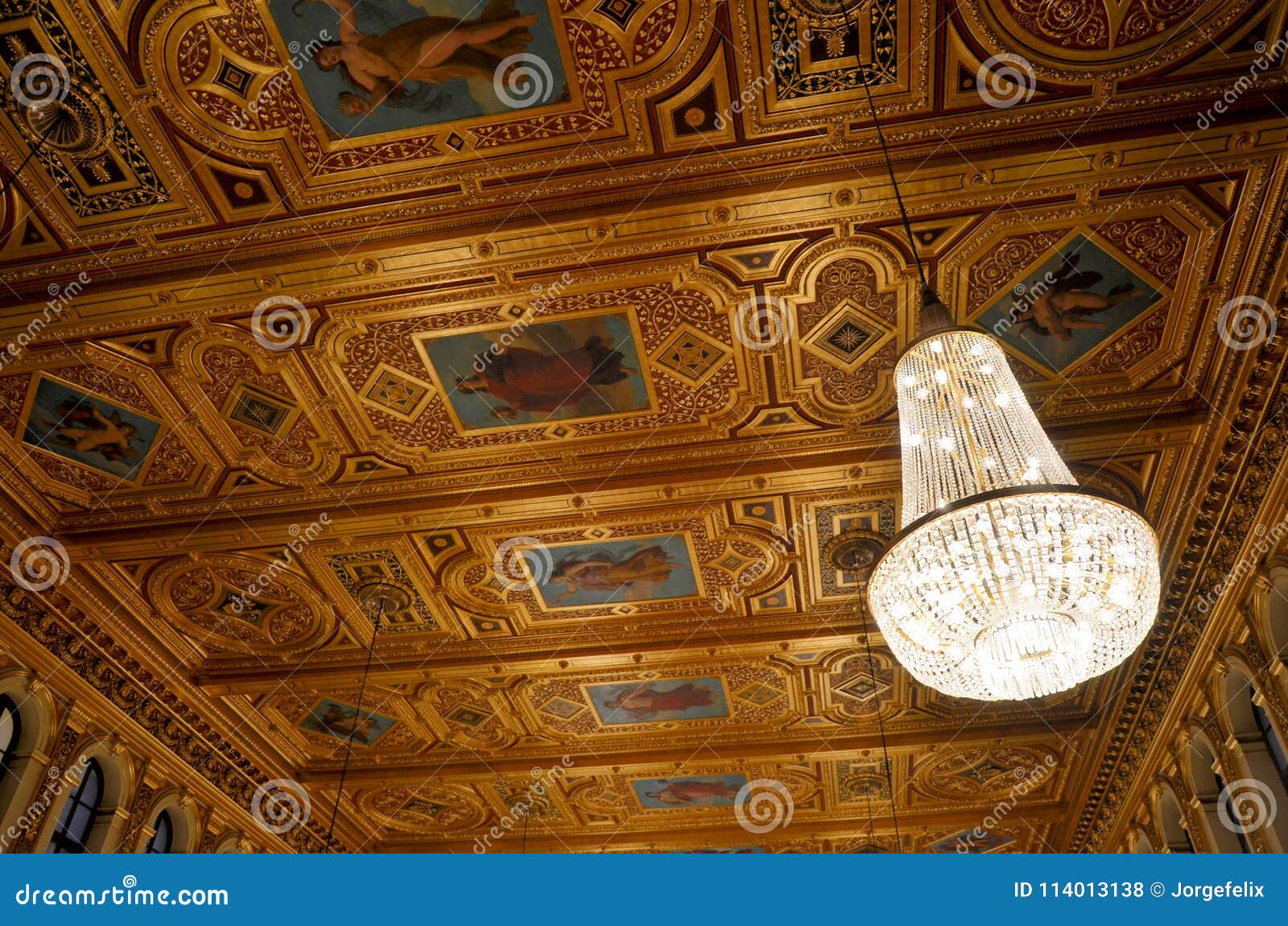 Ceiling Decorated With Paintings Editorial Stock Photo
