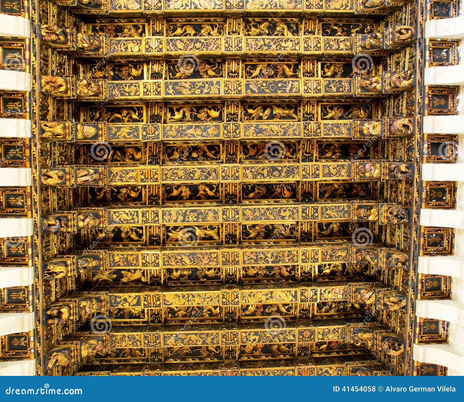 ceiling detail of lonja de la seda (silk exchange) in valencia. spain