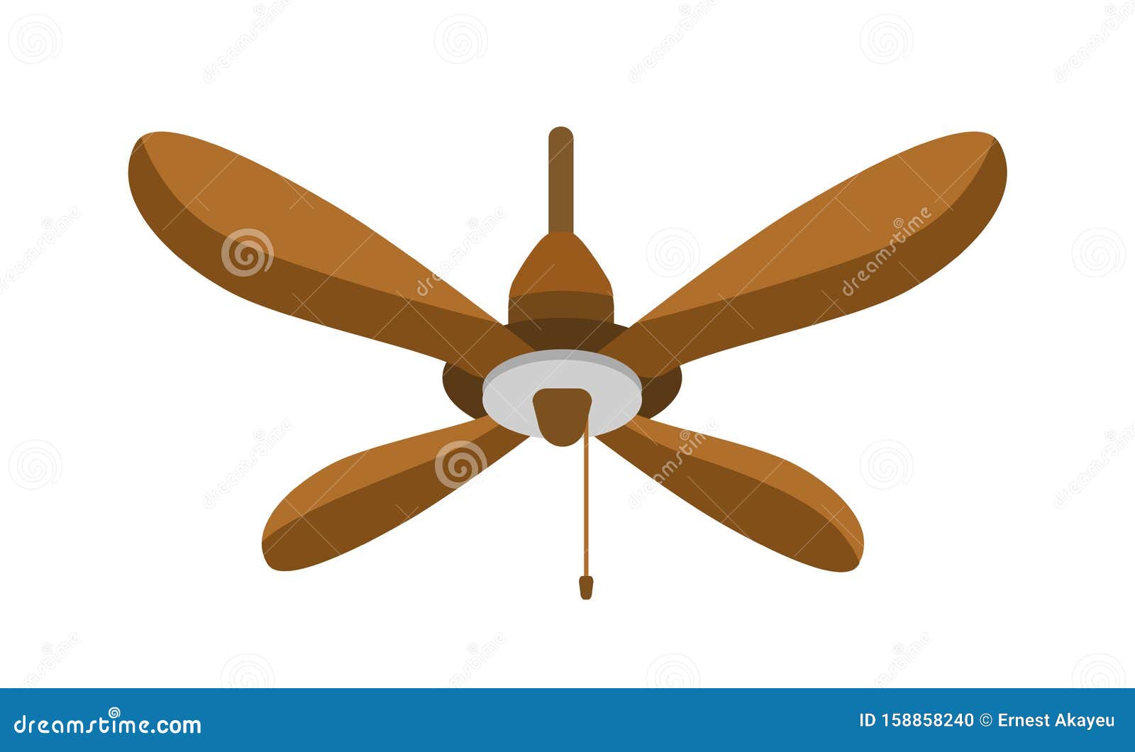 Ceiling Fan Flat Vector Illustration Hanging Wooden Spinning Propeller Summer Hot Air Cooling Tool Isolated On White Stock Vector Illustration Of Cooler