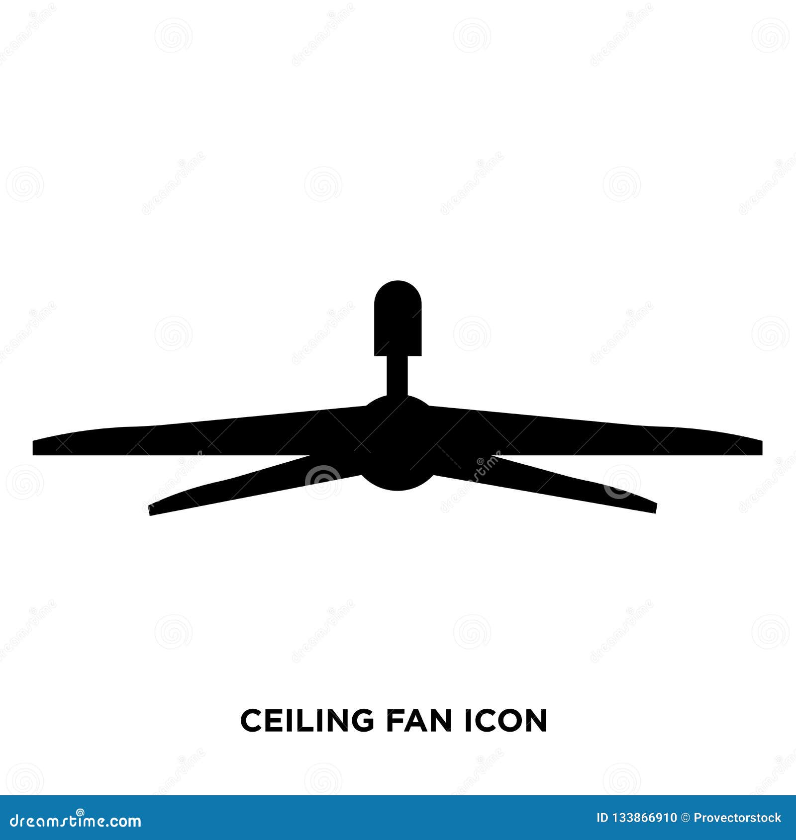 Ceiling Fan Icon Flat Vector Sign Isolated On White